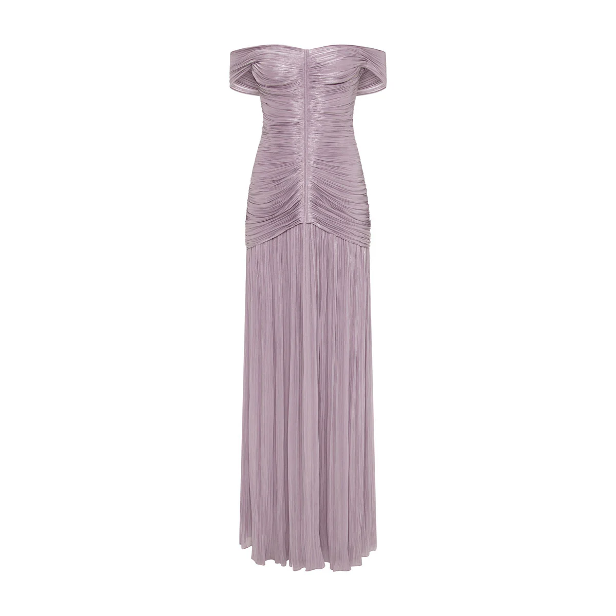 RUCHED SILK SATIN OFF SHOULDER GOWN - Image 12