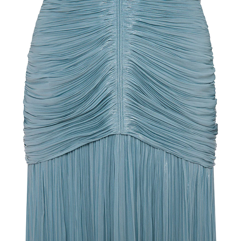 RUCHED SILK SATIN OFF SHOULDER GOWN - Image 5