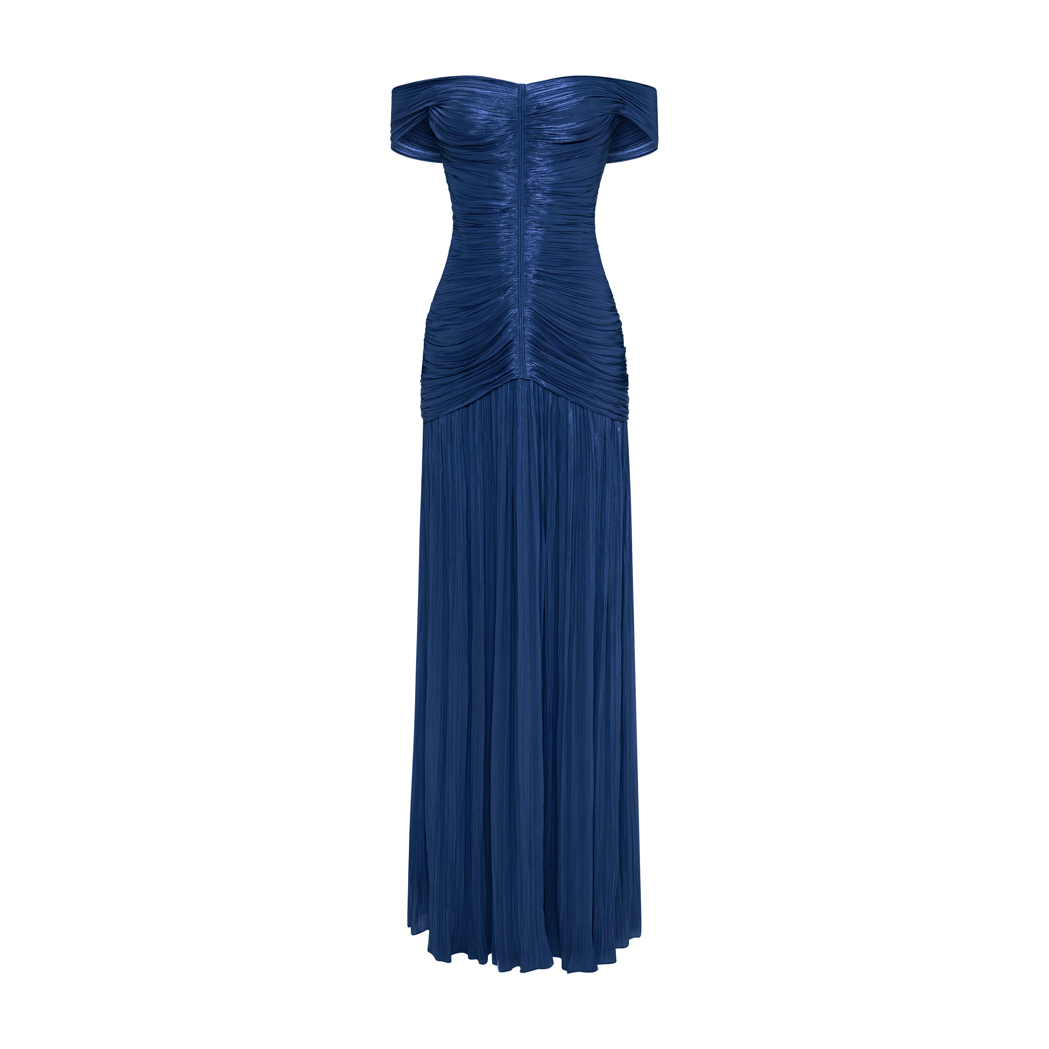 RUCHED SILK SATIN OFF SHOULDER GOWN - Image 6