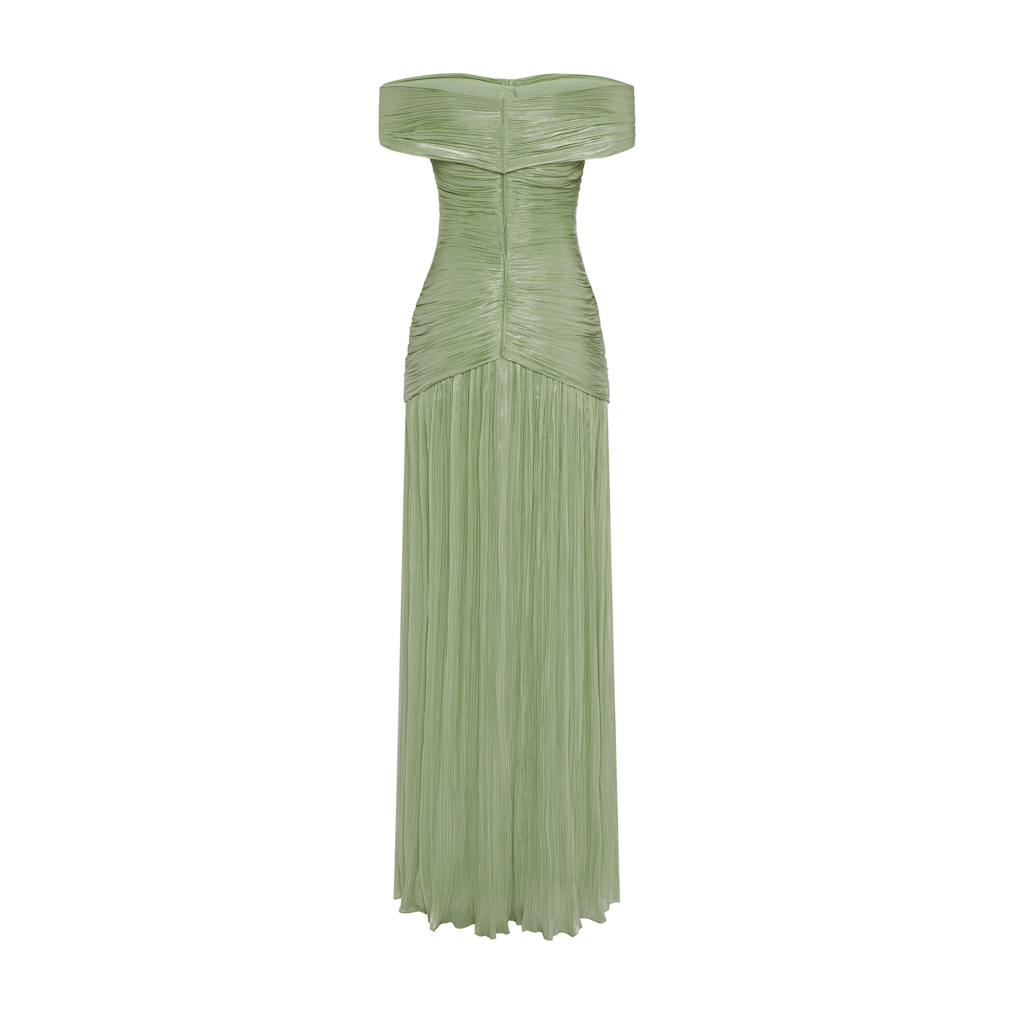 RUCHED SILK SATIN OFF SHOULDER GOWN - Image 8