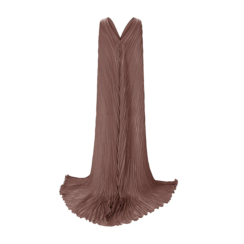 RUCHED STRAPLESS SILK GOWN WITH CAPE - Image 10