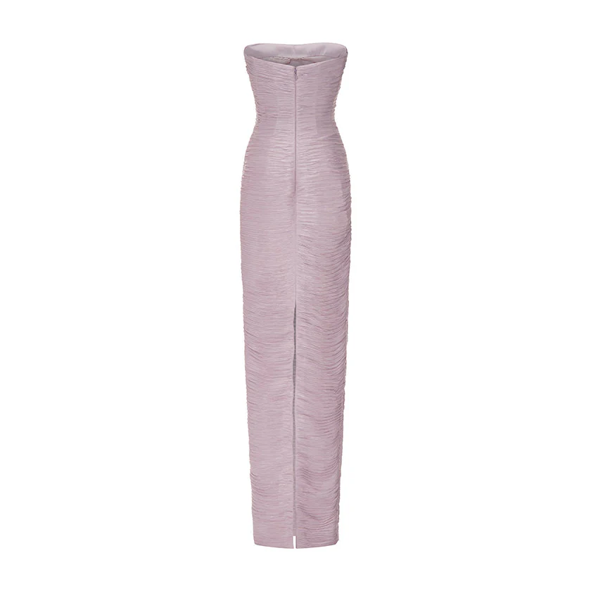RUCHED STRAPLESS SILK GOWN WITH CAPE - Image 4