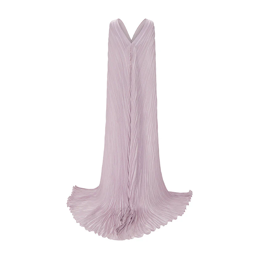 RUCHED STRAPLESS SILK GOWN WITH CAPE - Image 5