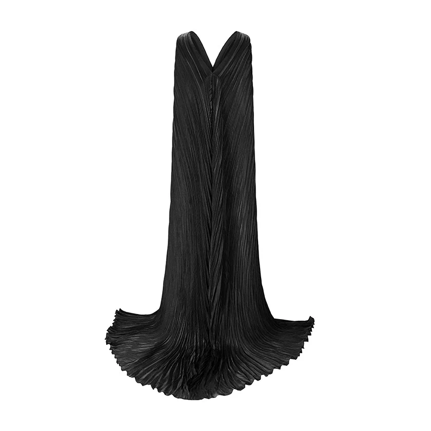 RUCHED STRAPLESS SILK GOWN WITH CAPE - Image 8