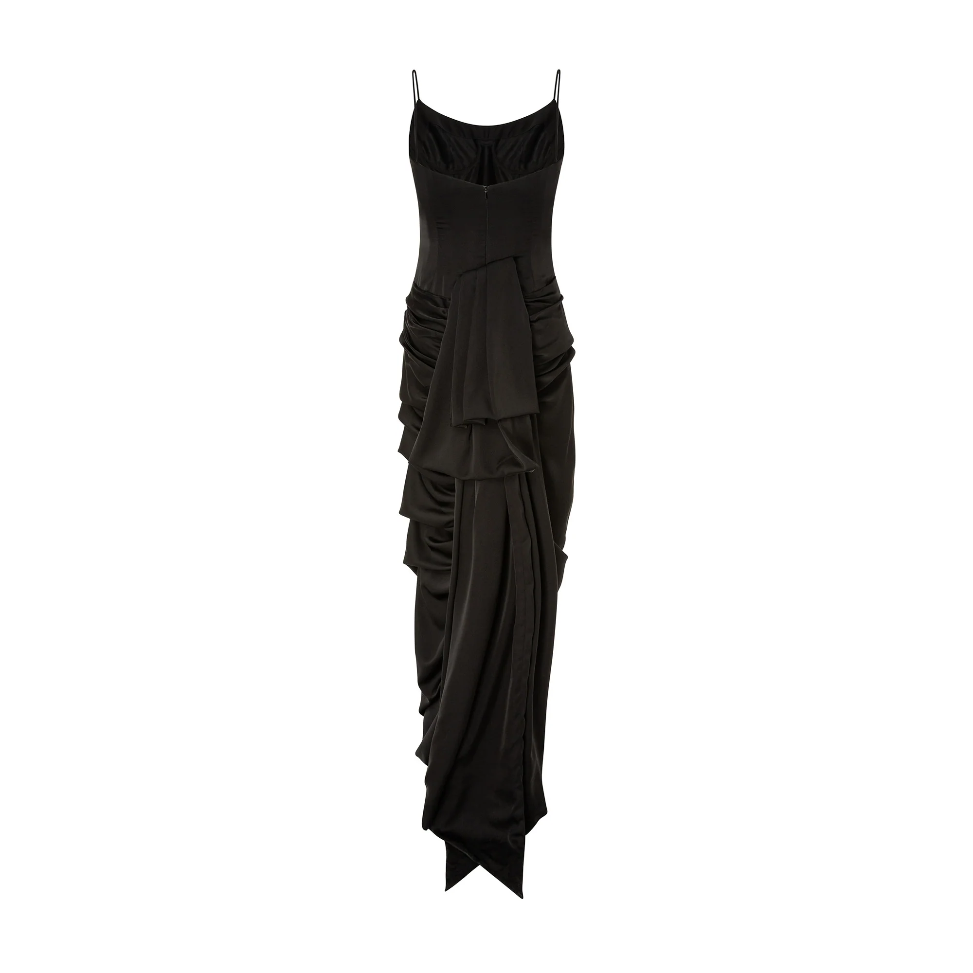 Satin Dress With Train Detailed - Image 3