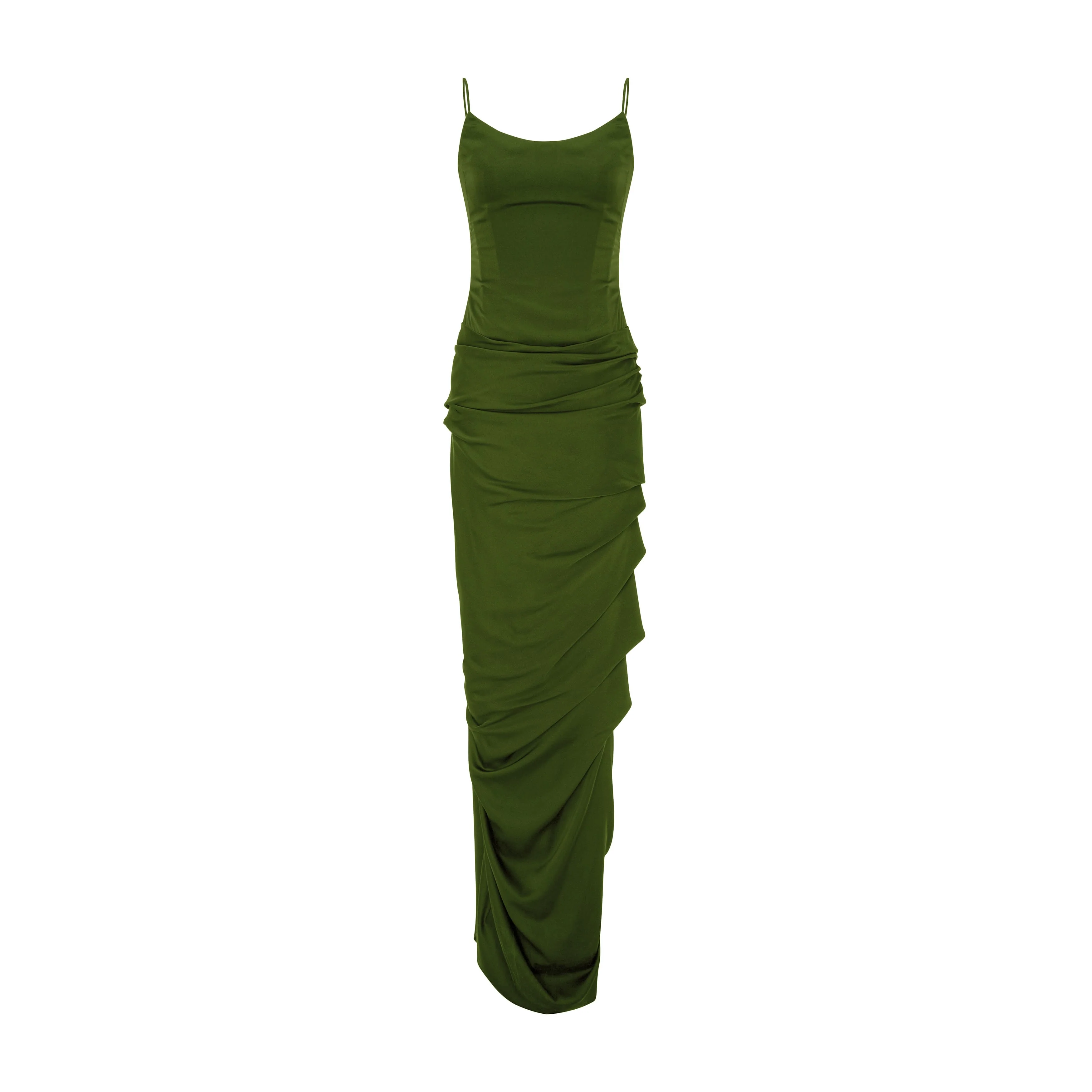 Satin Dress With Train Detailed - Image 5