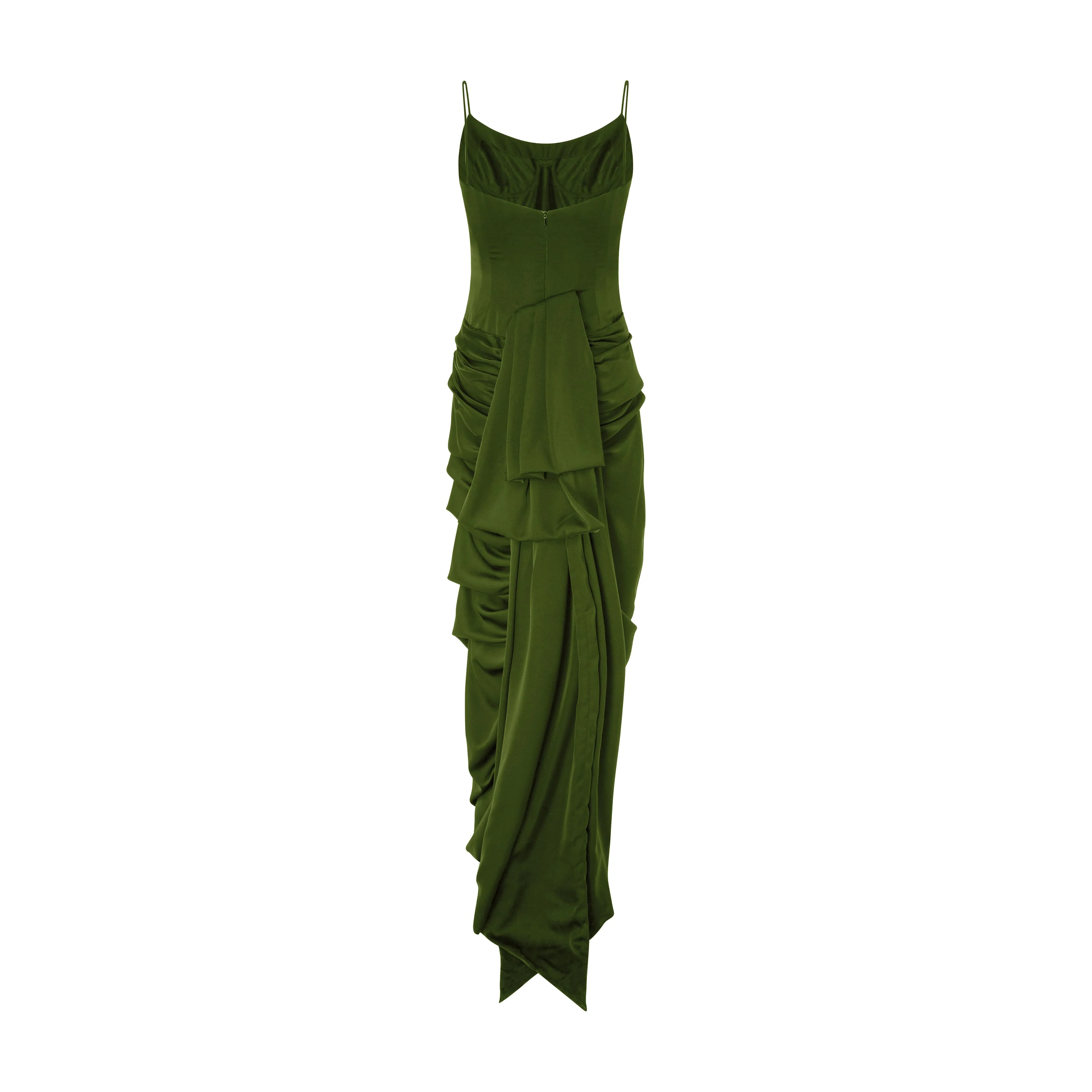 Satin Dress With Train Detailed - Image 6