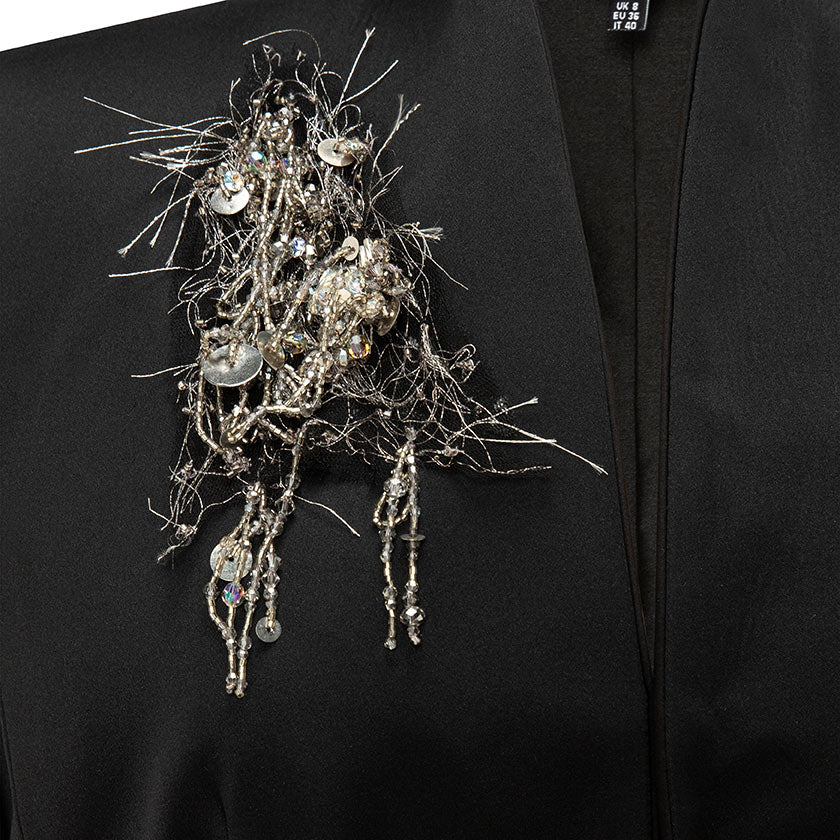 Satin Duchess Jacket With Embroidered Brooch - Image 3