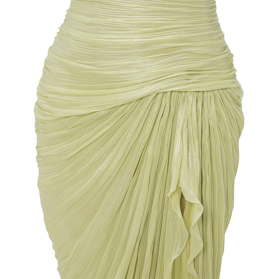 SILK ROSEYA PLEATED DRESS WITH DETAILED SLIT - Image 5