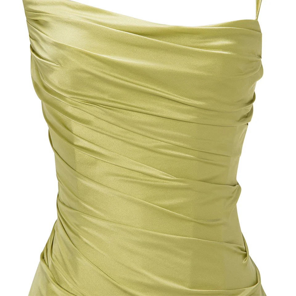 SILK SATIN DRAPED DRESS WITH DETAILED BACK - Image 4