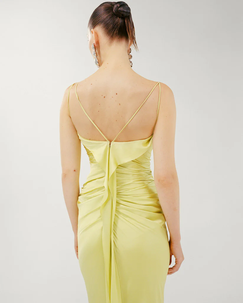 SILK SATIN DRAPED DRESS WITH DETAILED BACK - Image 5