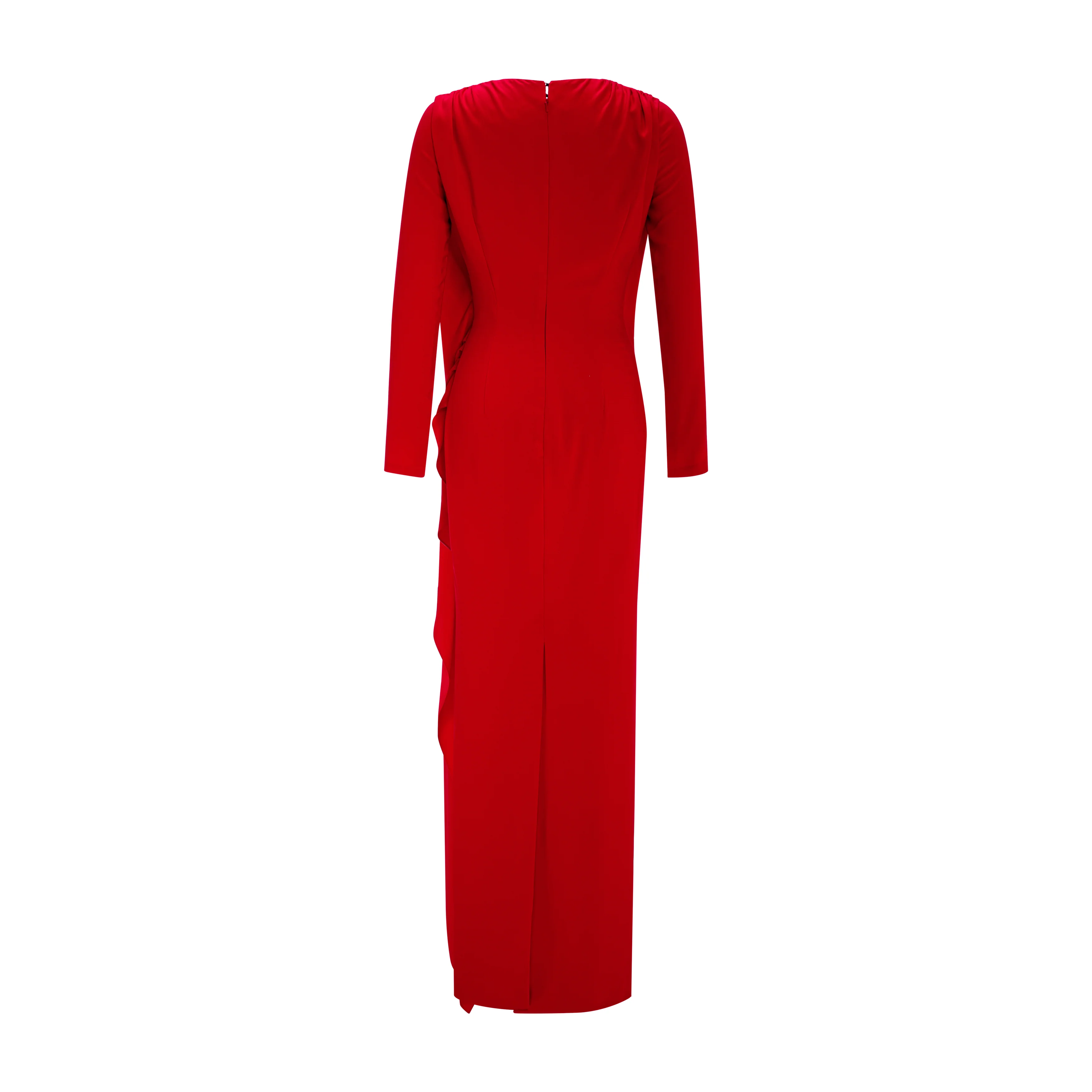Pleated Sash Crepe Maxi Dress - Image 3
