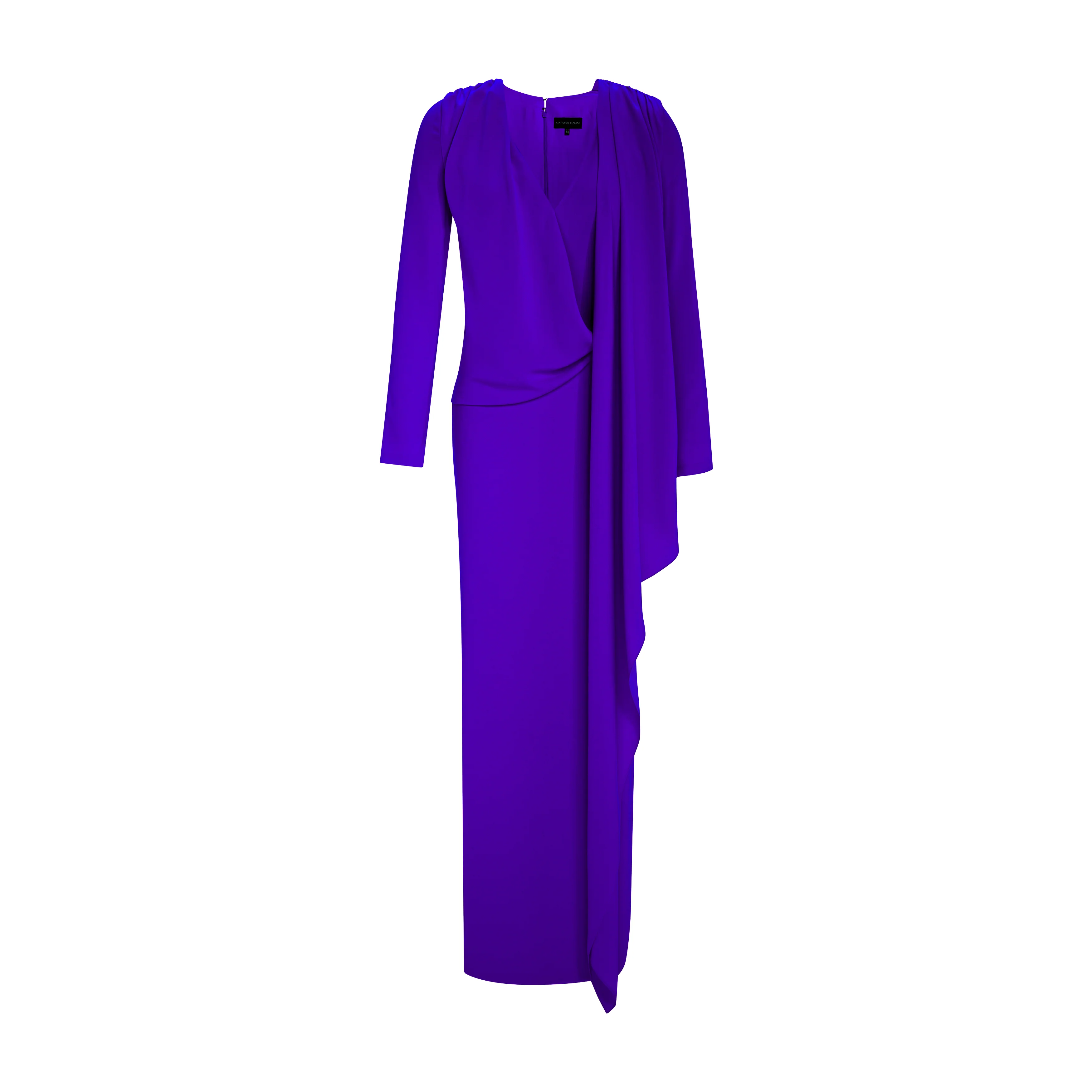 Pleated Sash Crepe Maxi Dress - Image 4