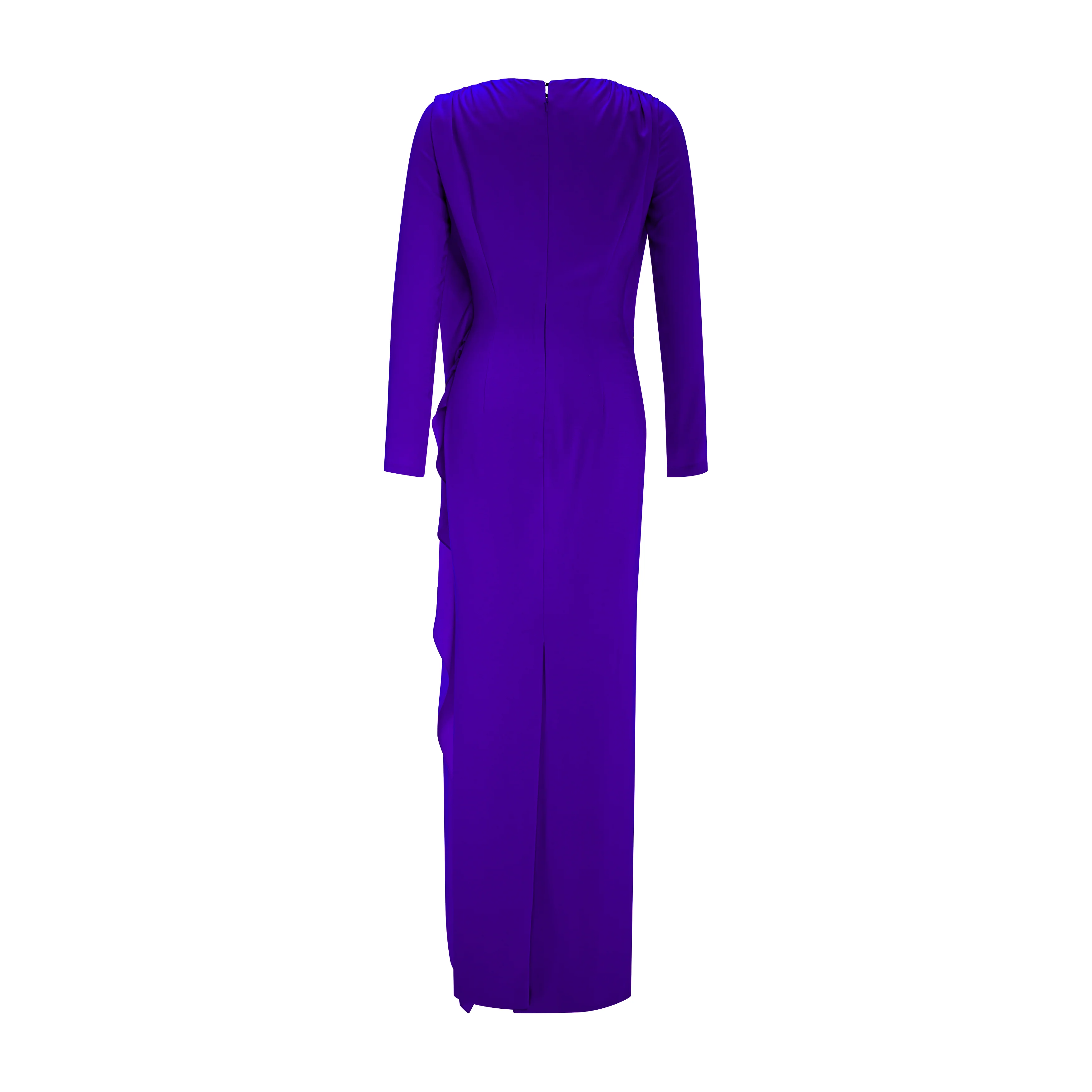 Pleated Sash Crepe Maxi Dress - Image 5