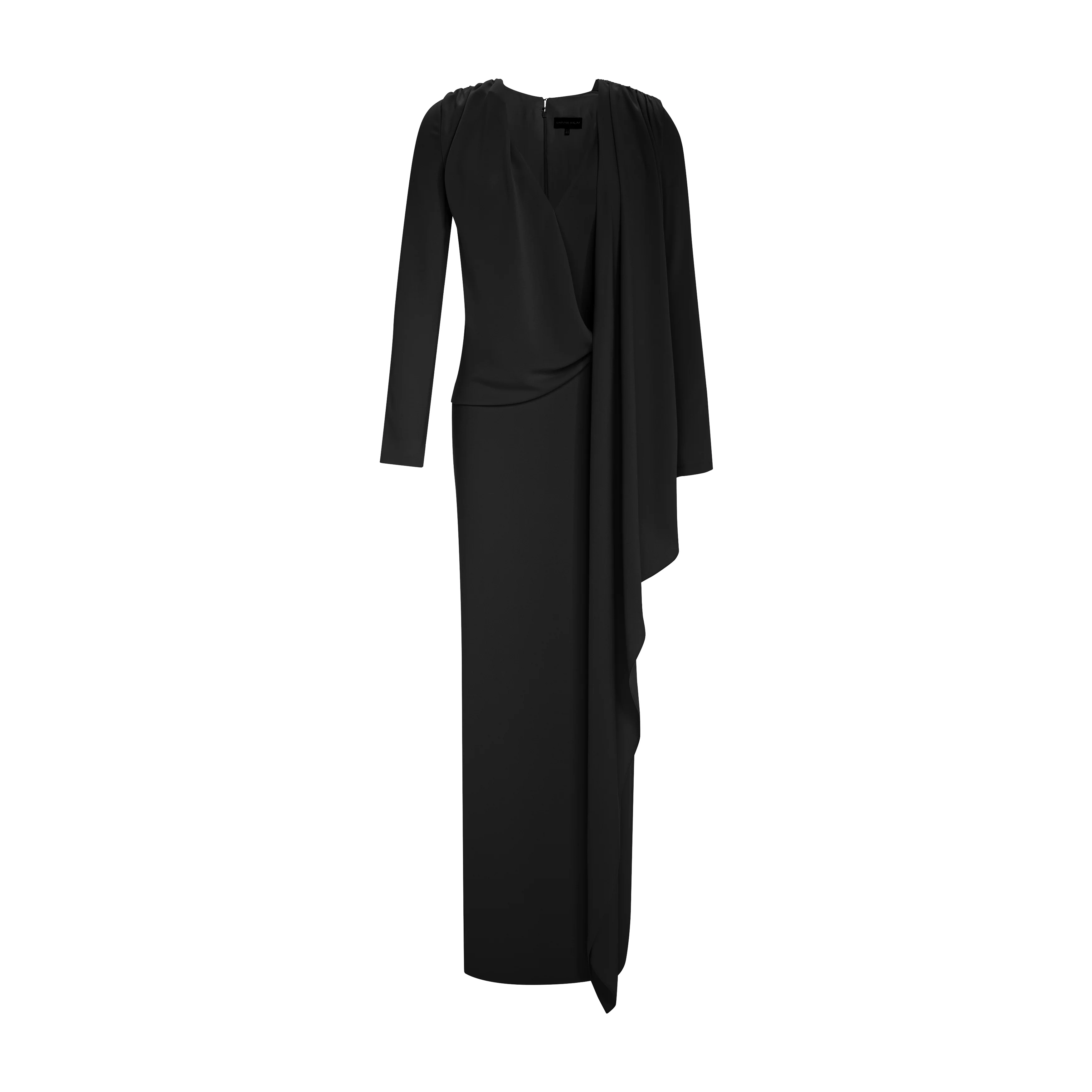 Pleated Sash Crepe Maxi Dress - Image 6