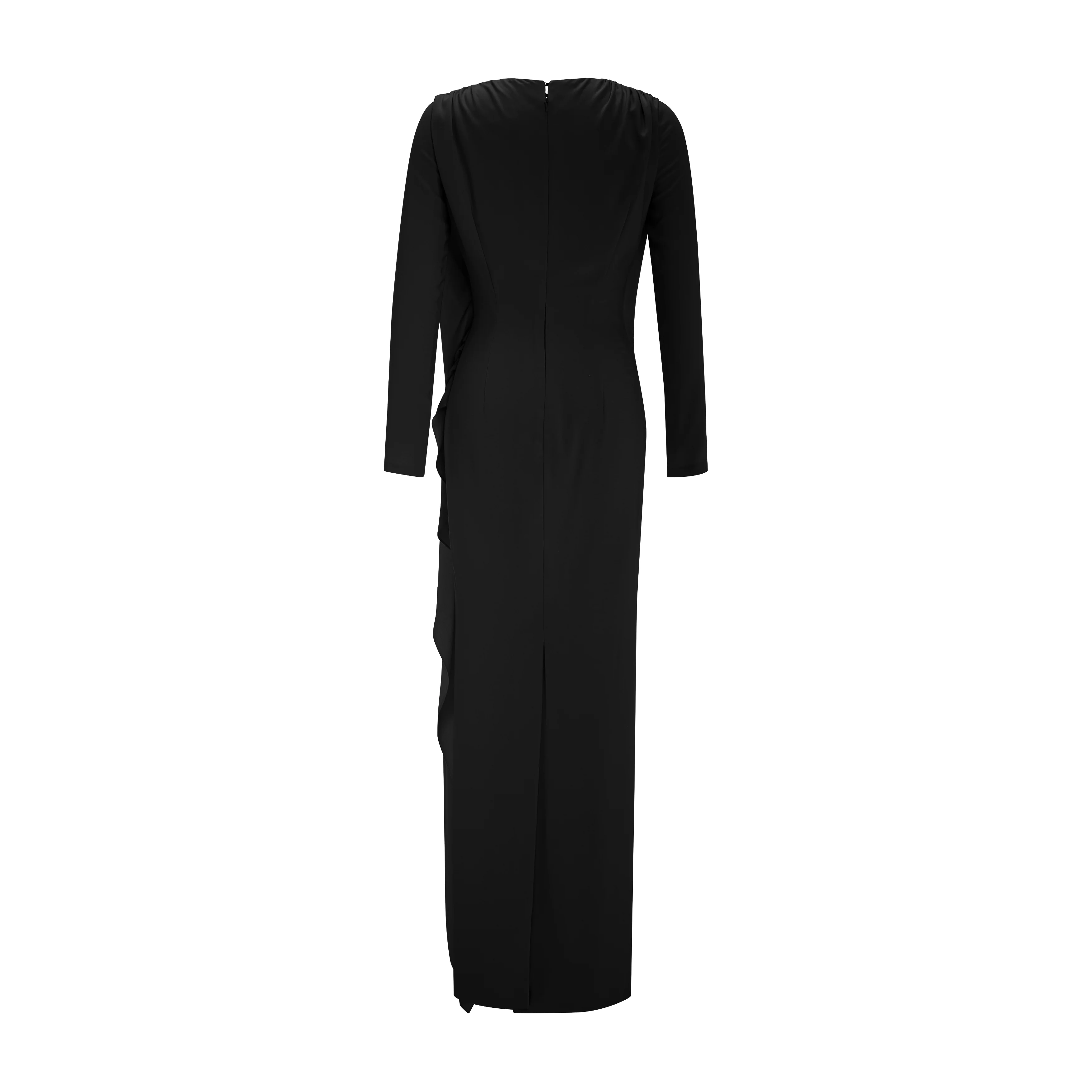 Pleated Sash Crepe Maxi Dress - Image 7