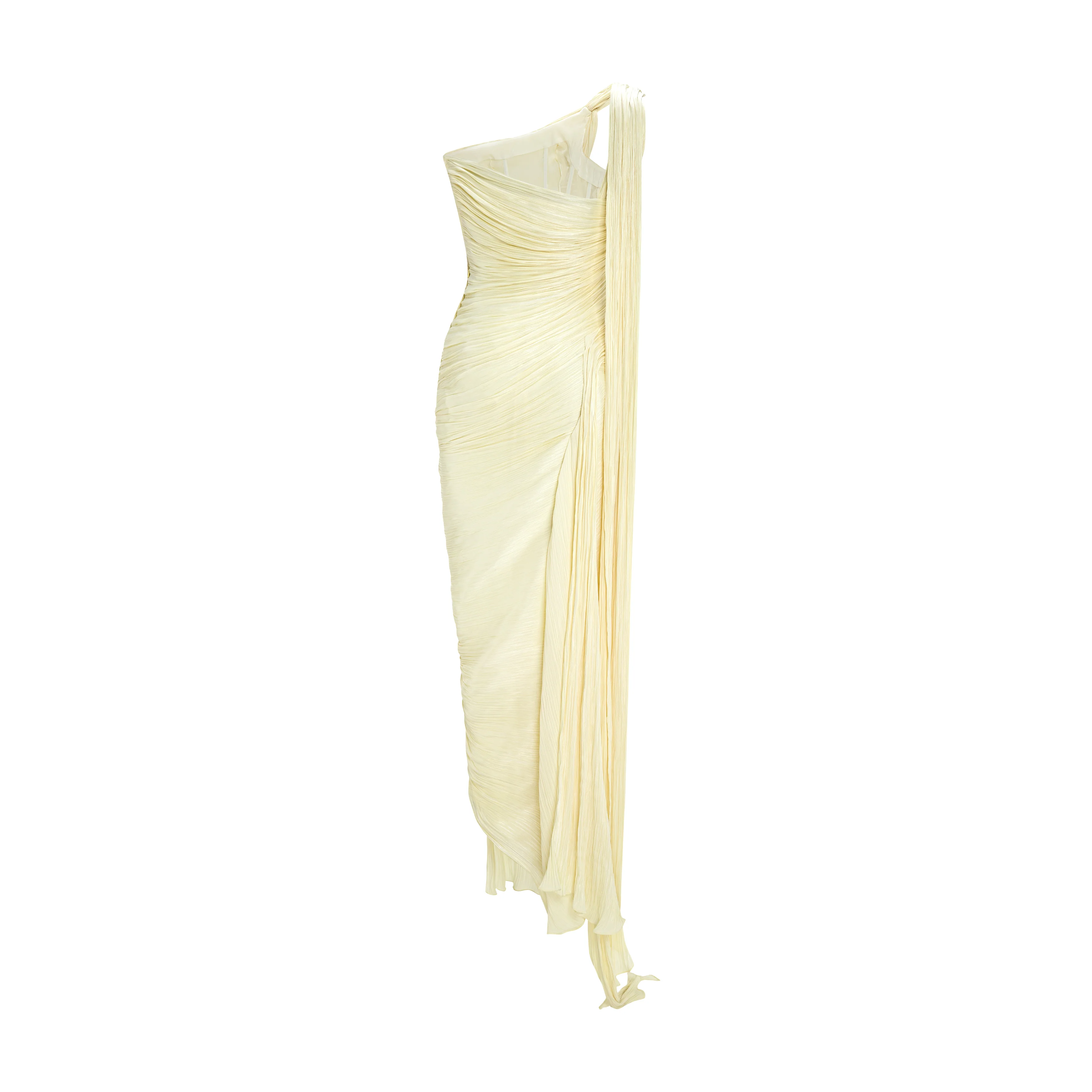 Single-Shoulder Sash Silk Gown - Image 3