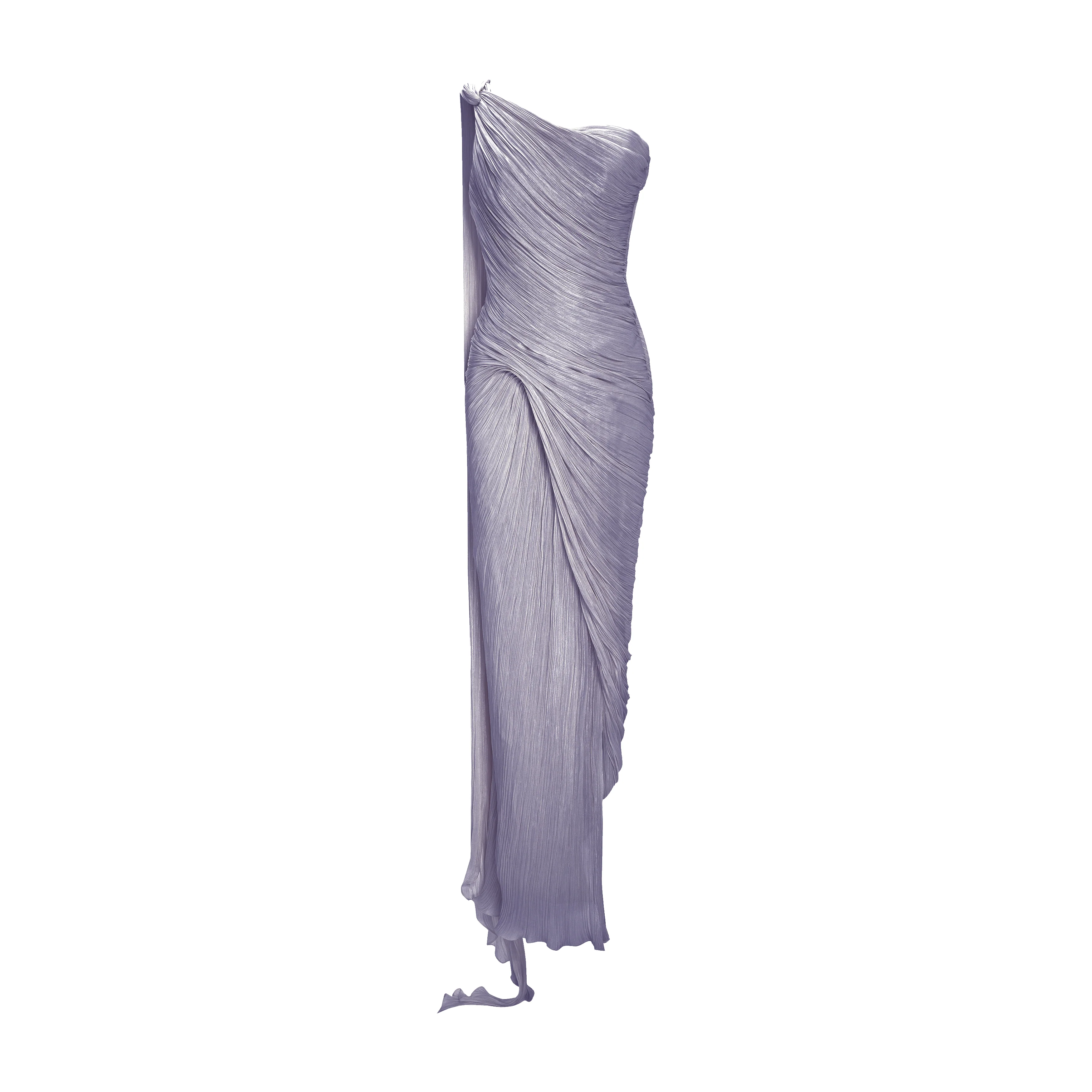 Single-Shoulder Sash Silk Gown - Image 4