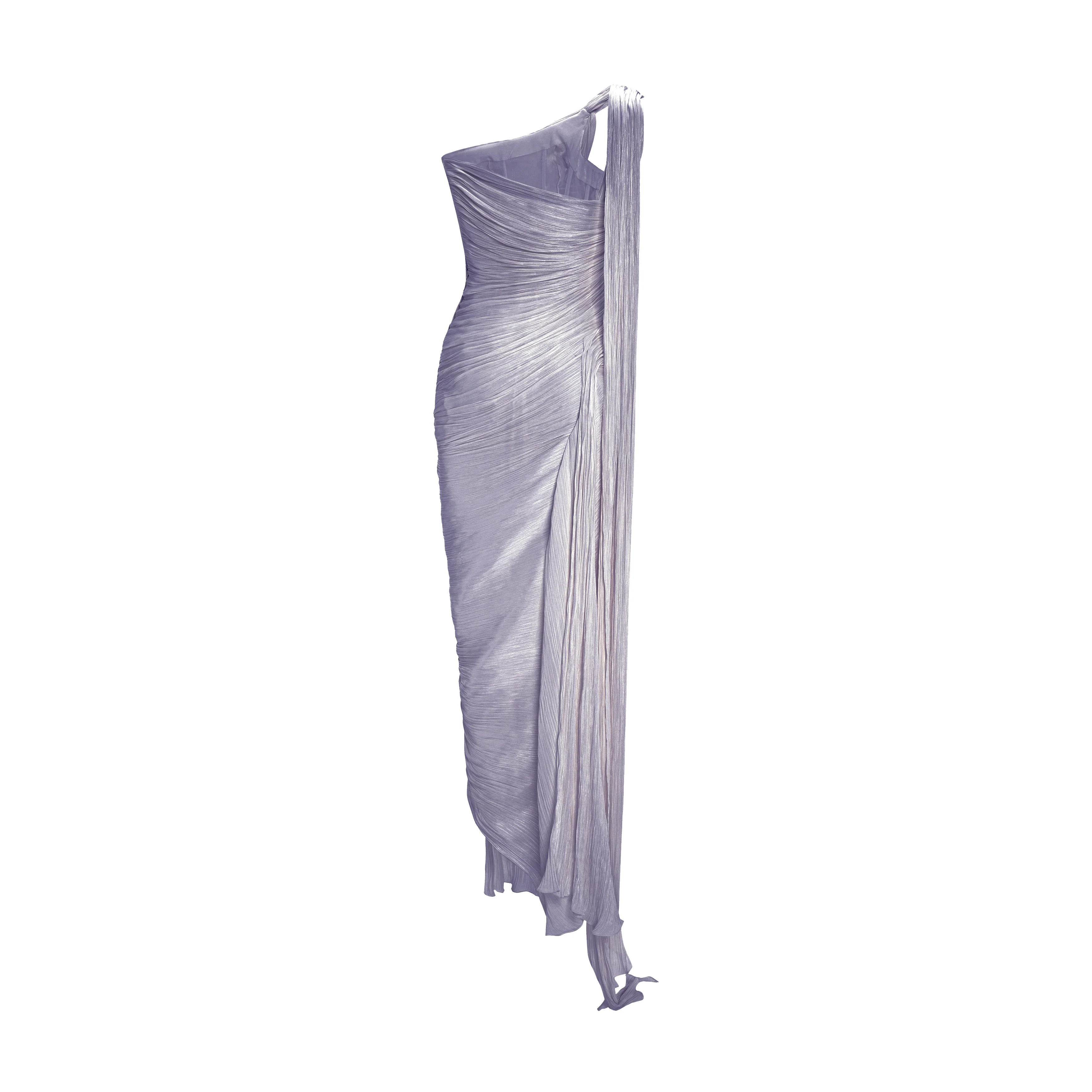 Single-Shoulder Sash Silk Gown - Image 5