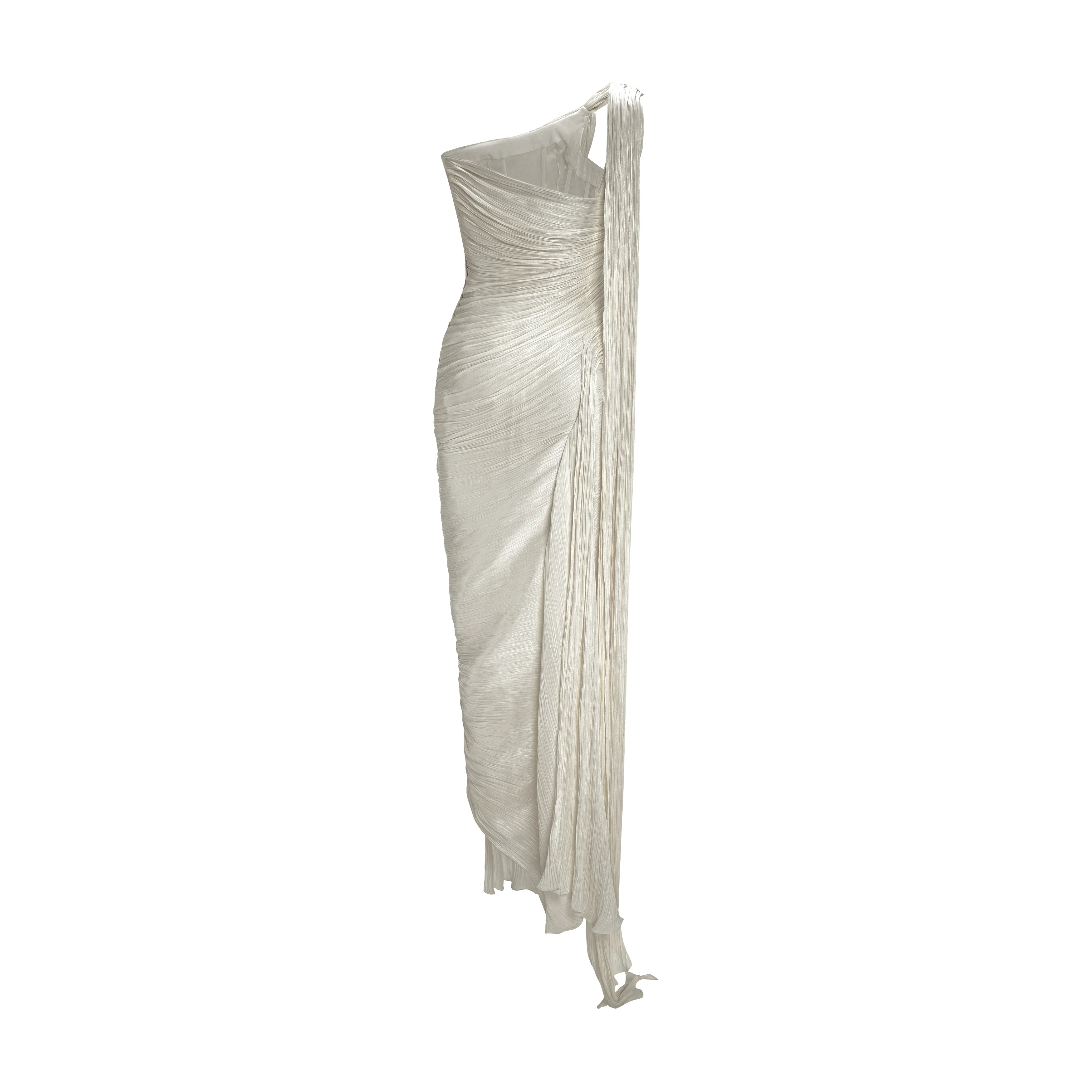 Single-Shoulder Sash Silk Gown - Image 6