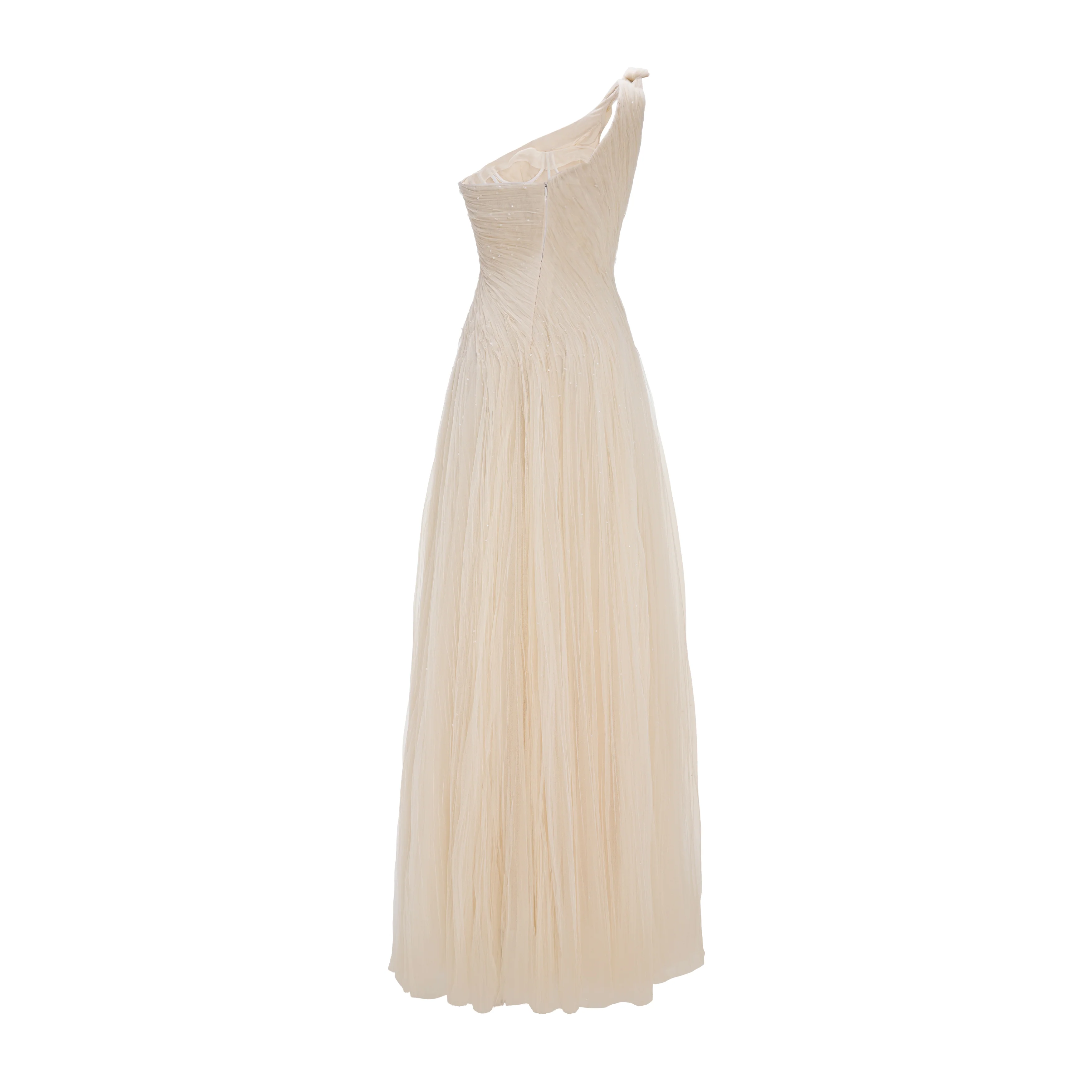 Single-Shoulder Silk Tulle Gown - Image 3
