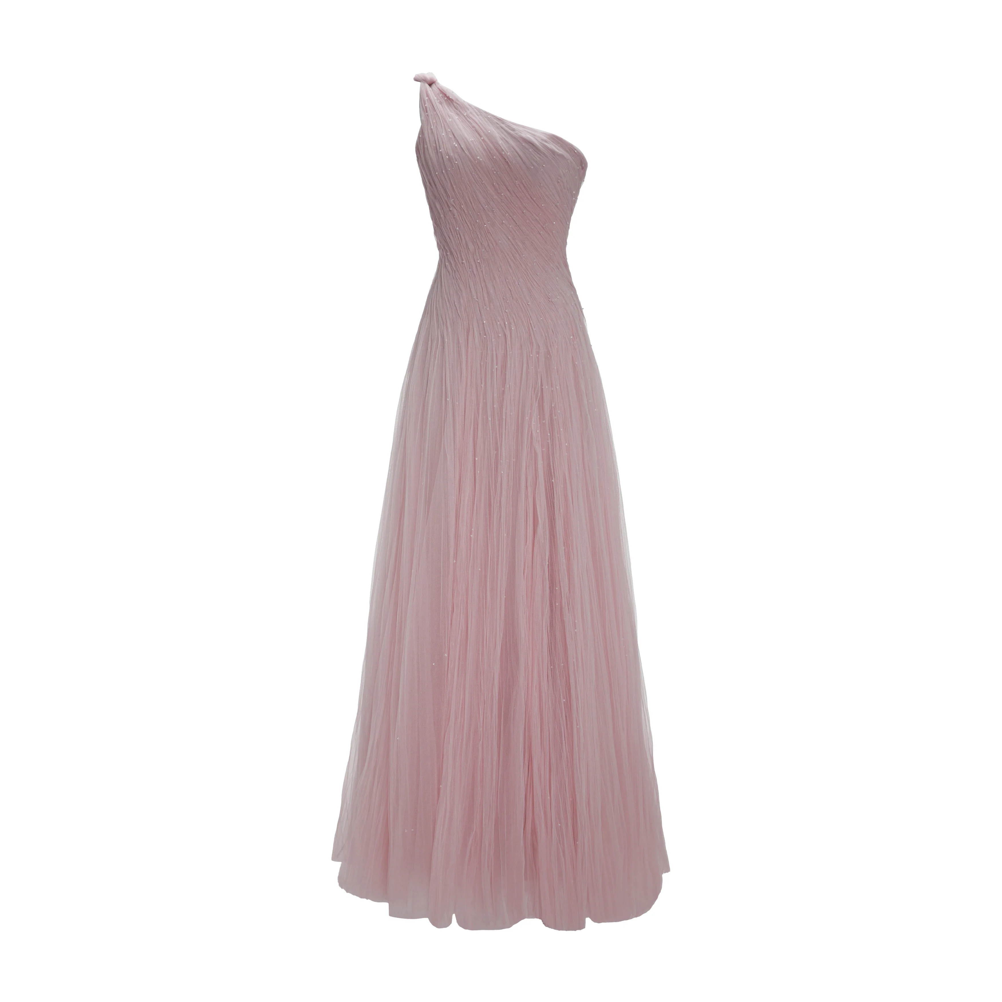 Single-Shoulder Silk Tulle Gown - Image 4