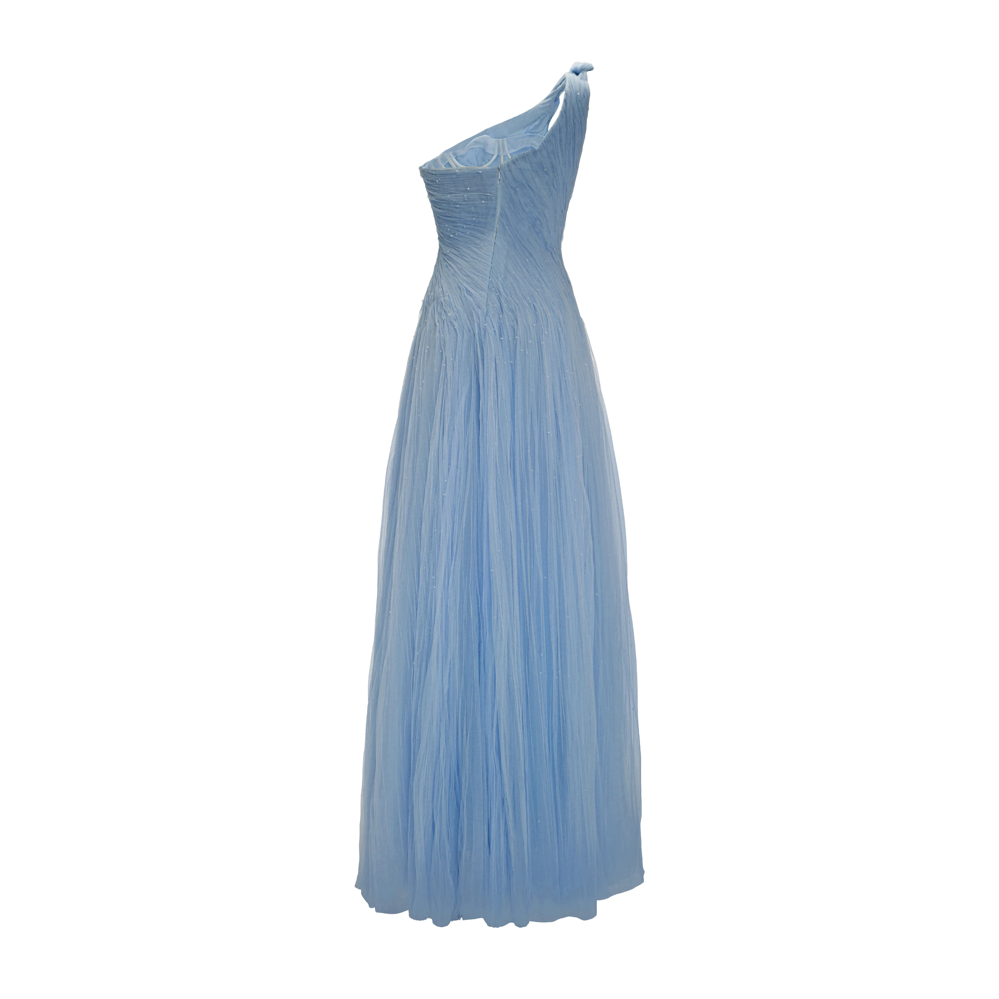 Single-Shoulder Silk Tulle Gown - Image 7