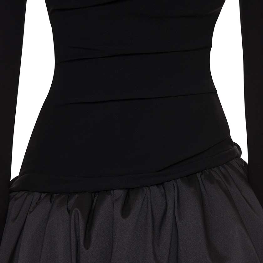 SLEEVED OFF-SHOULDER CREPE AND TAFFETA GOWN - Image 4