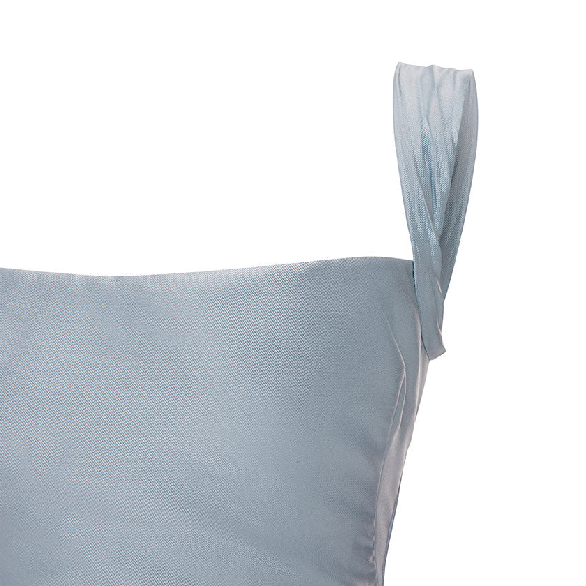 STRAPED SLEEVE MIKADO GOWN WITH DETACHABLE TAIL - Image 4