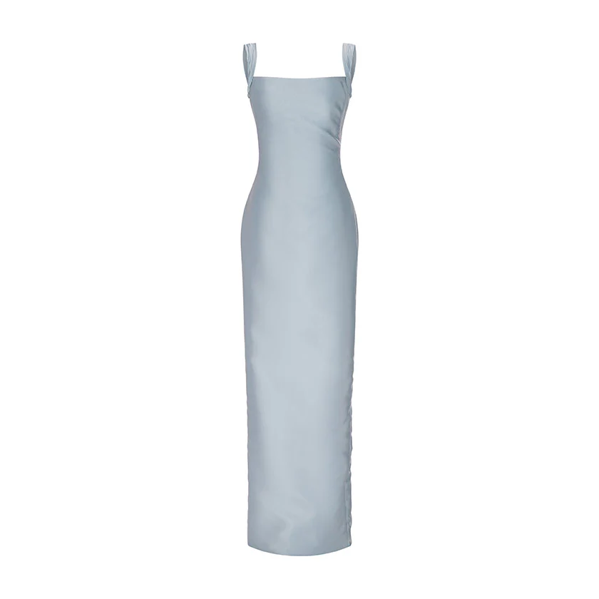 STRAPED SLEEVE MIKADO GOWN WITH DETACHABLE TAIL - Image 5