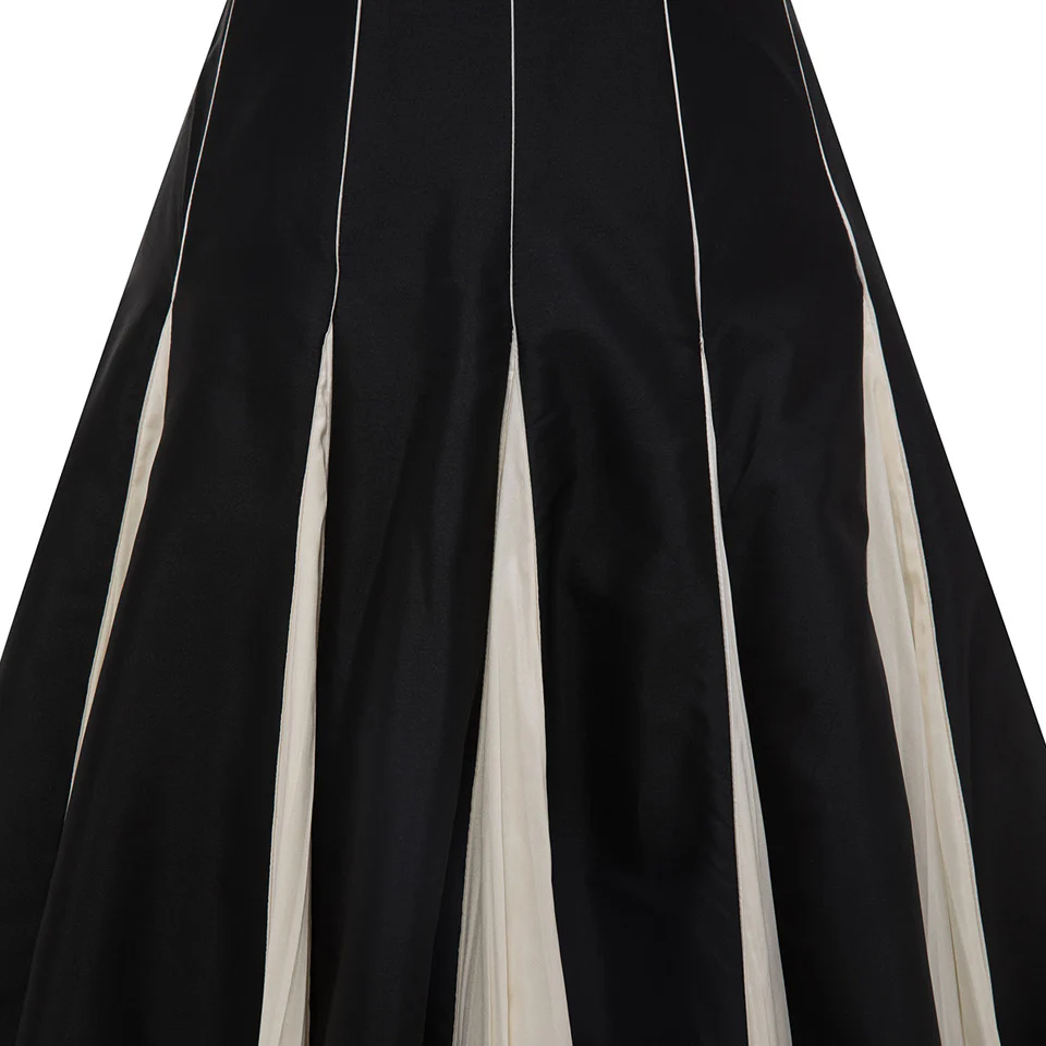 STRAPLESS A-LINE TAFFETA DRESS WITH PIPING PLEATED DETAIL - Image 5