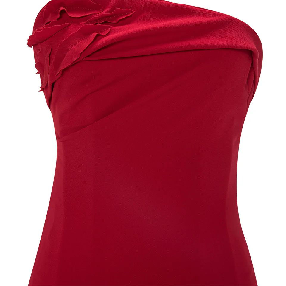 STRAPLESS ASYMMETRCAL CREPE GOWN WITH EMBROIDERED PETALS - Image 4