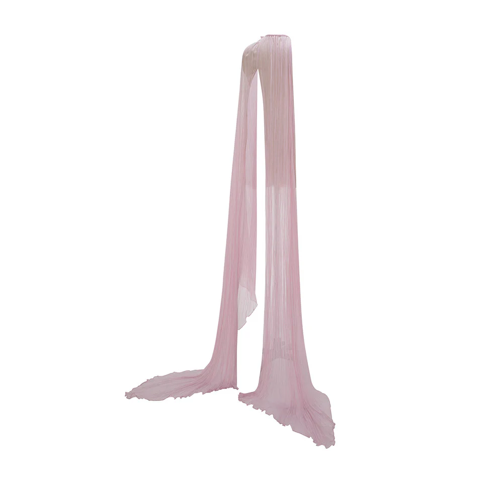 STRAPLESS SILK GEORGETTE DRESS WITH EMBROIDERED PETALS ON BUST - Image 9