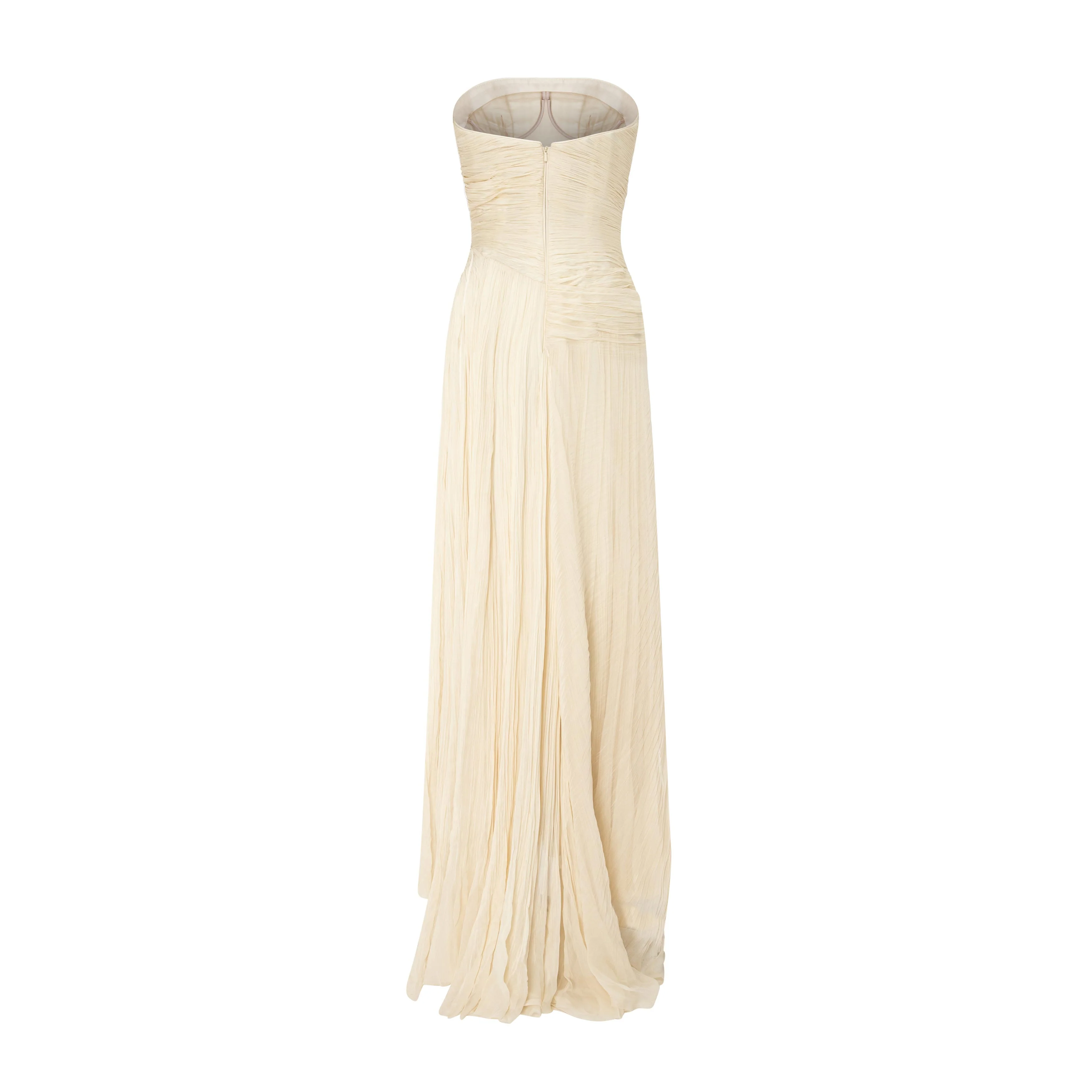 Strapless Silk Georgette Pleated Dress - Image 4