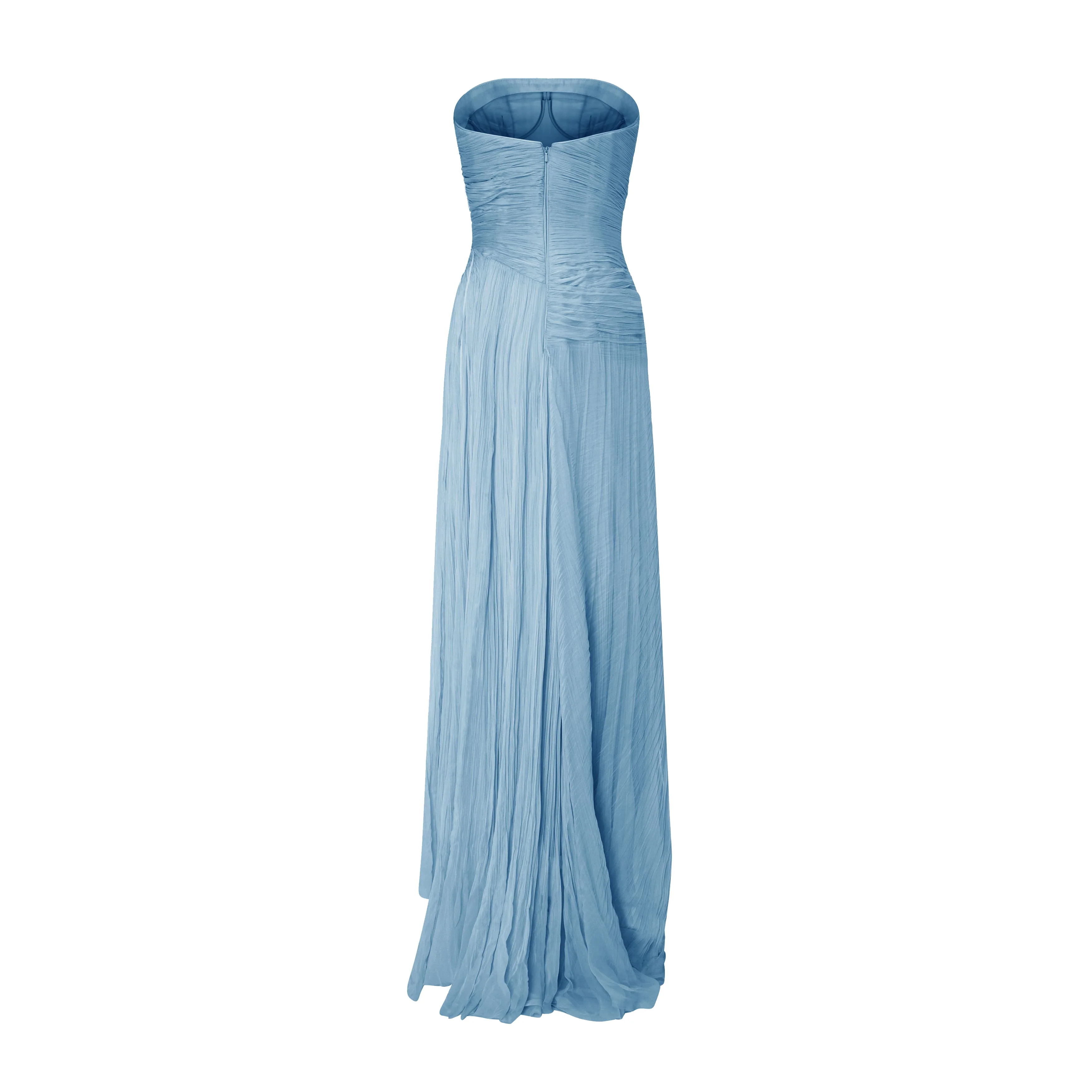 Strapless Silk Georgette Pleated Dress - Image 6
