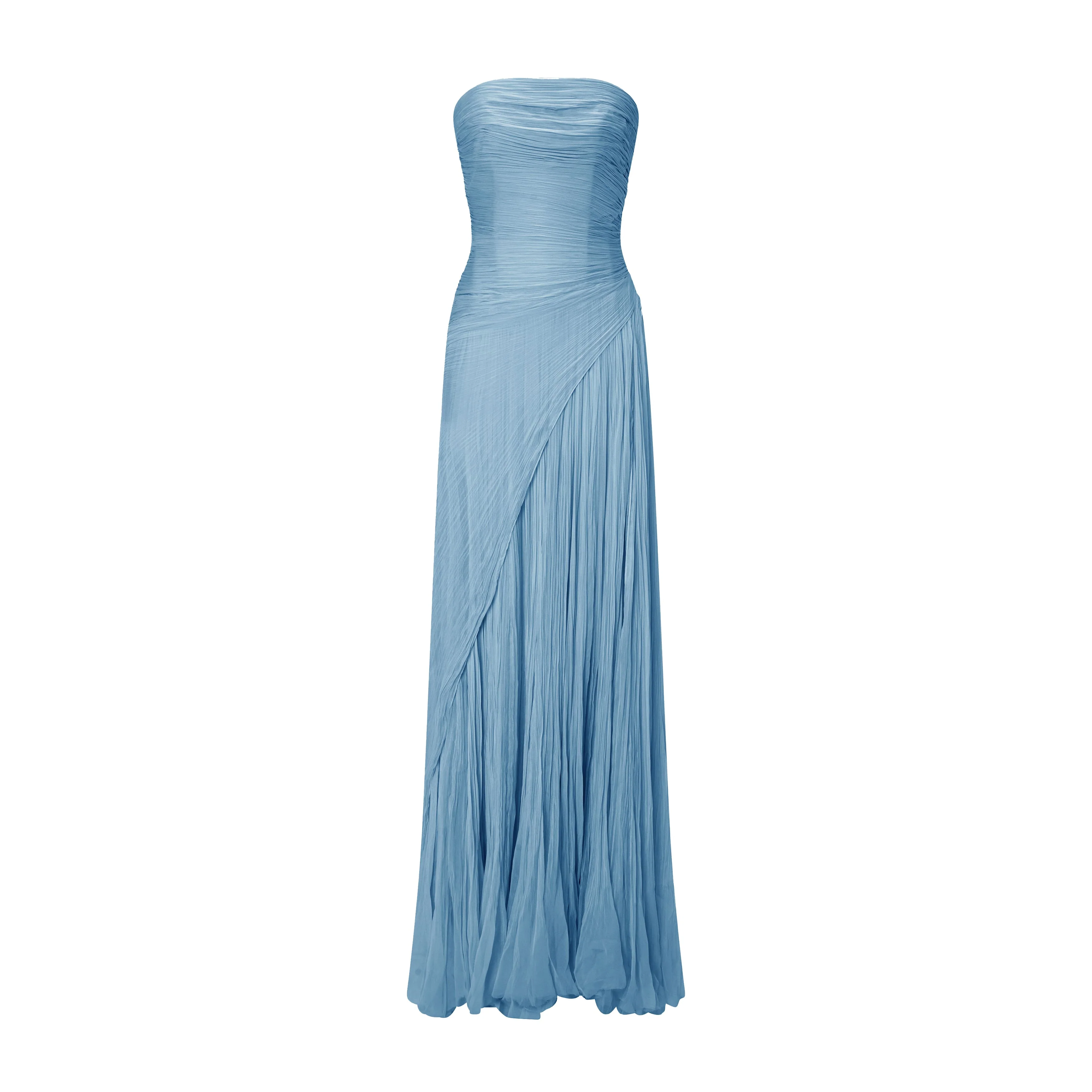 Strapless Silk Georgette Pleated Dress - Image 7