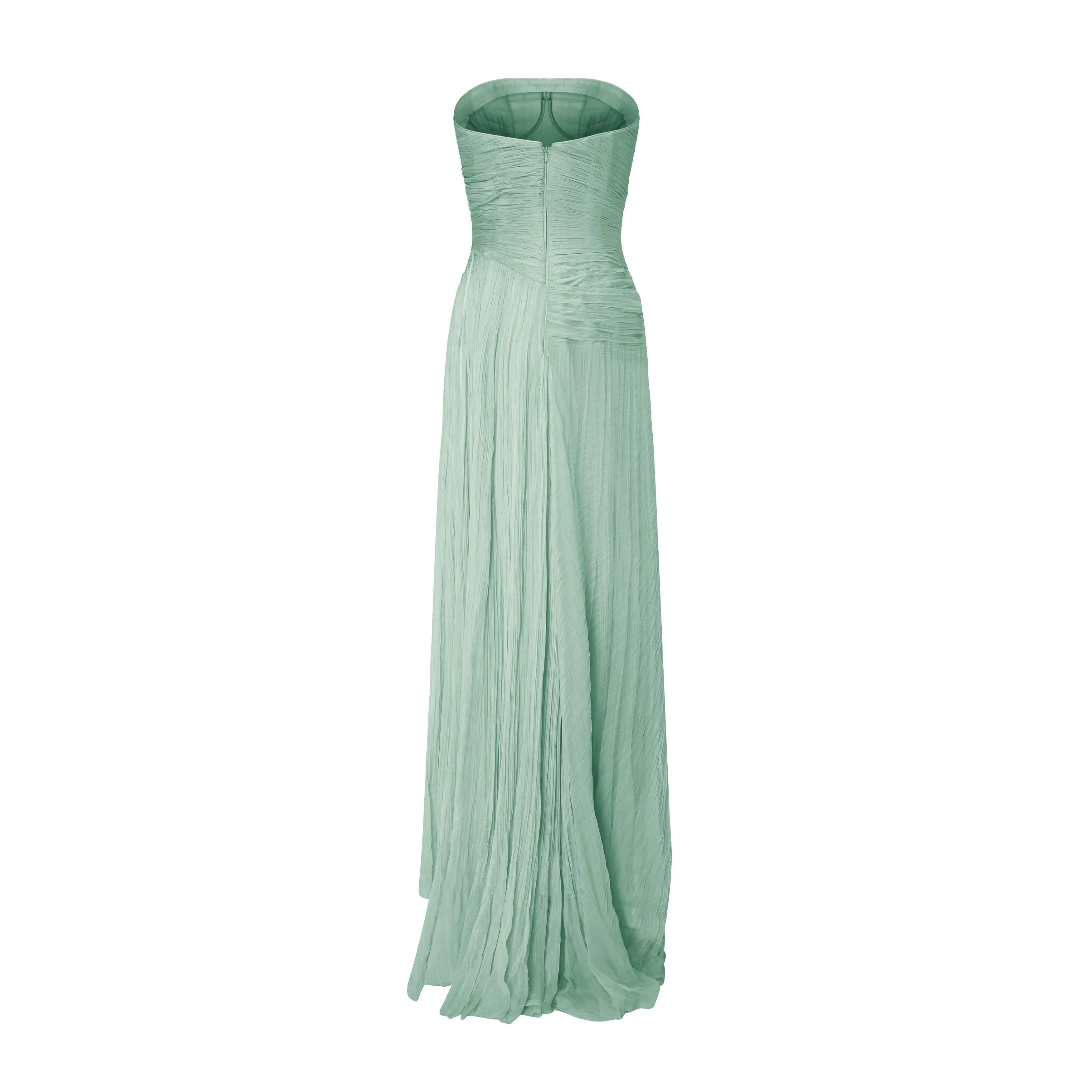 Strapless Silk Georgette Pleated Dress - Image 8