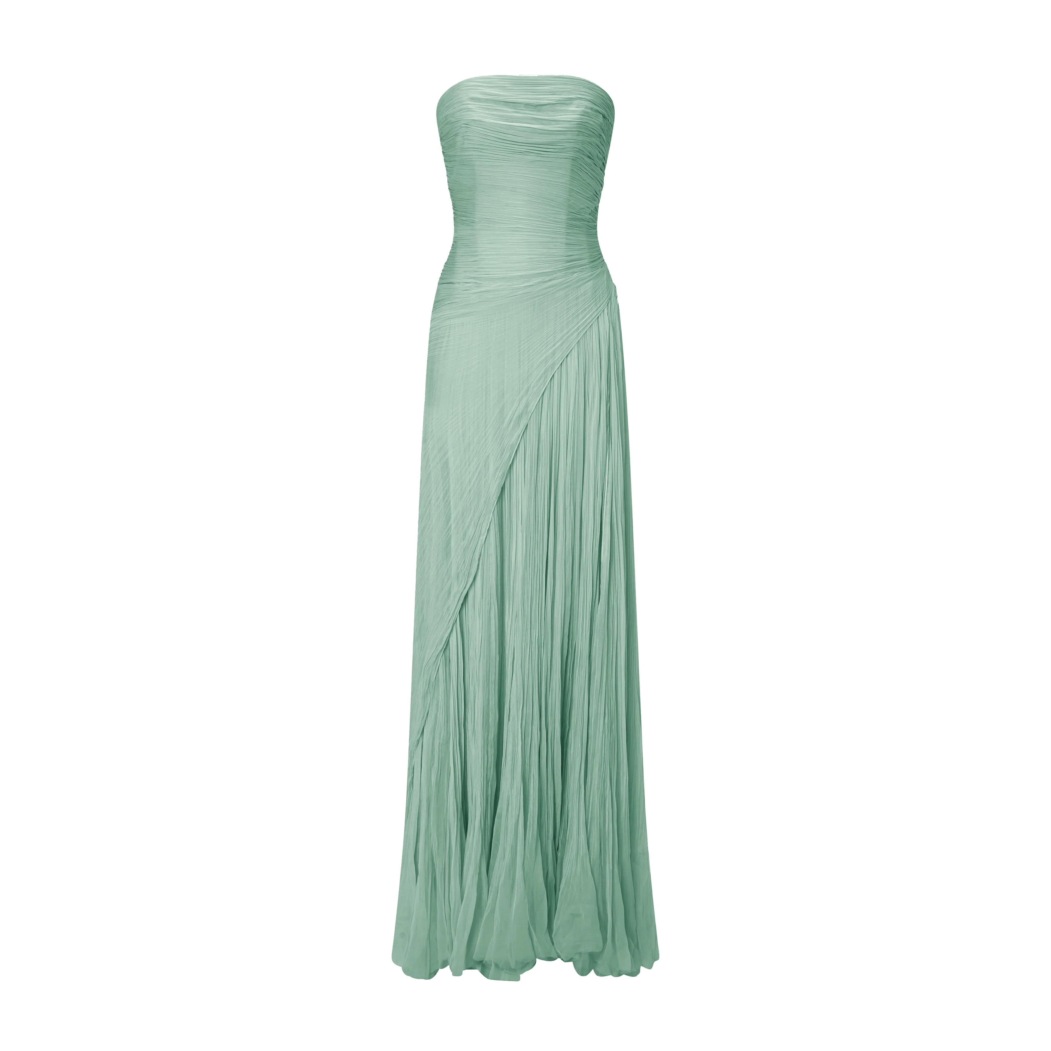Strapless Silk Georgette Pleated Dress - Image 9