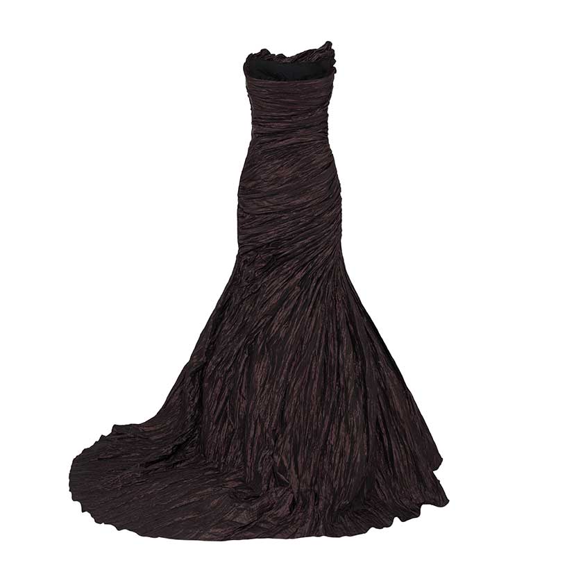 STRAPLESS CRUSH TAFFETA GOWN WITH DRAPED TAIL - Image 3