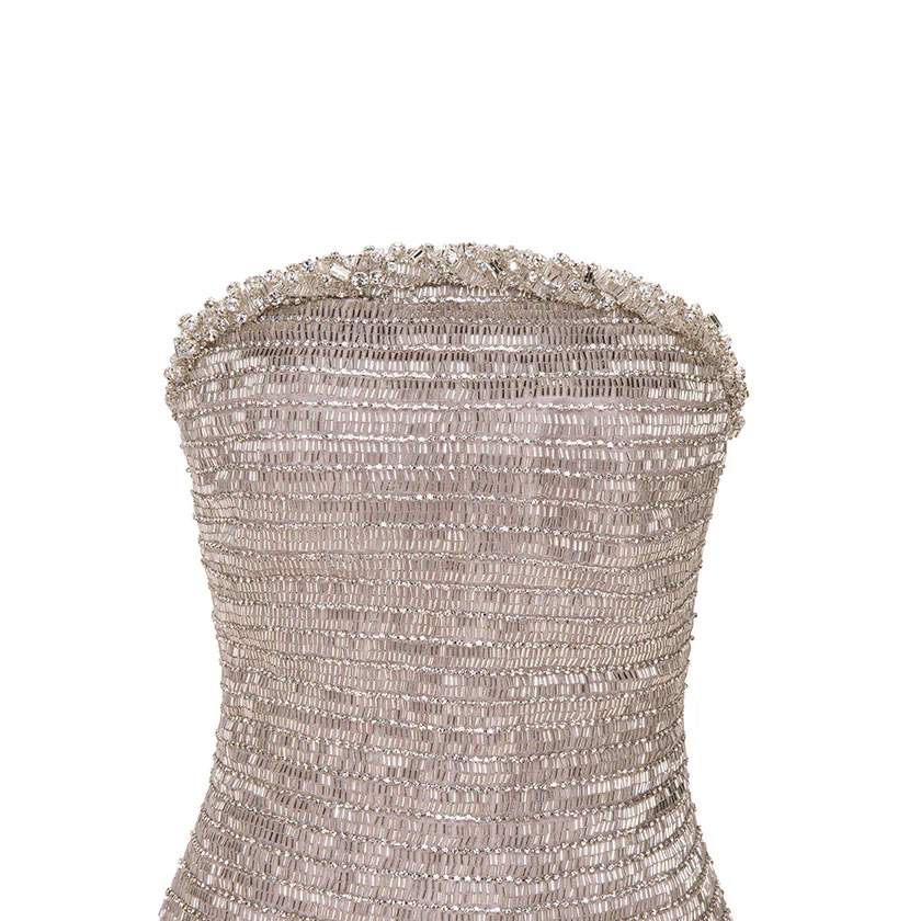 STRAPLESS CRYSTAL STONE STRAIGHT GOWN - Image 4