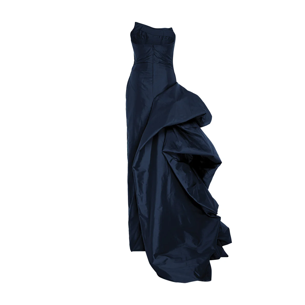 Strapless draped taffeta gown with side tail - Image 10