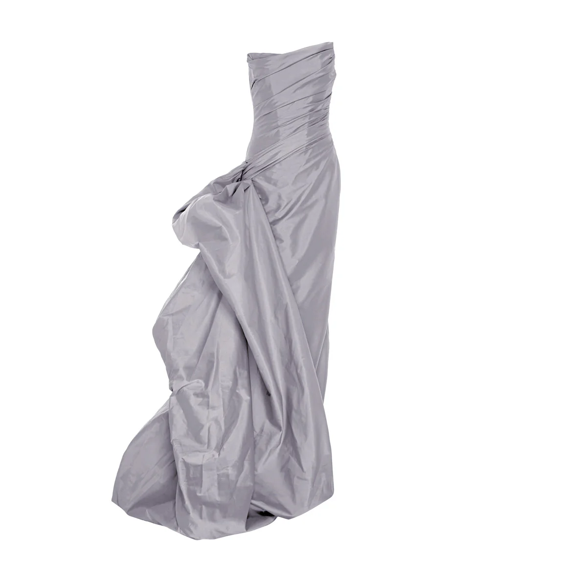 Strapless draped taffeta gown with side tail - Image 11