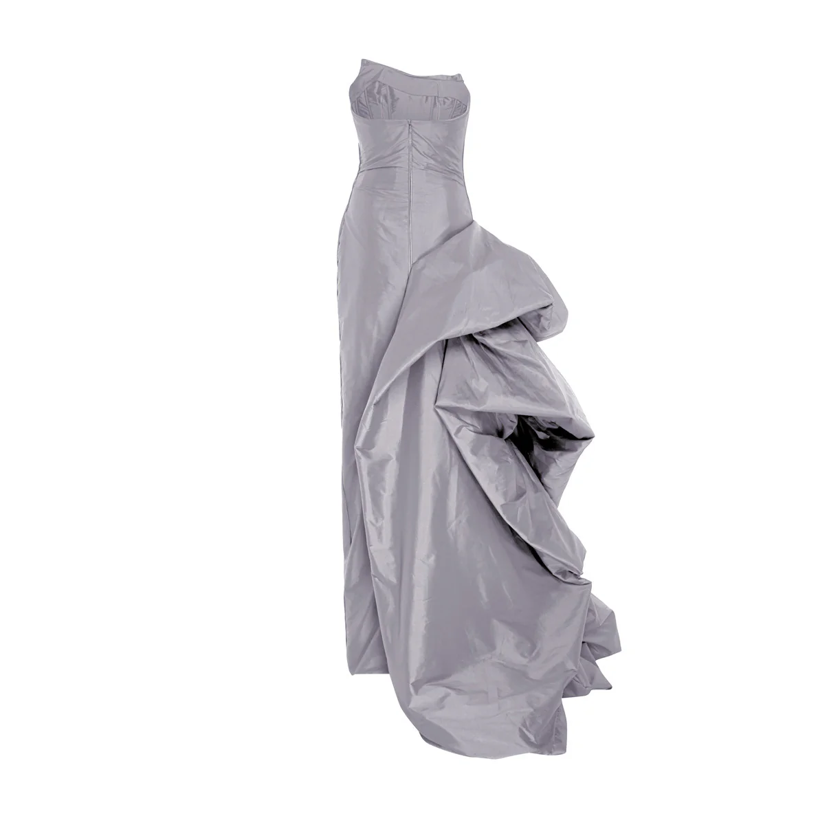 Strapless draped taffeta gown with side tail - Image 12