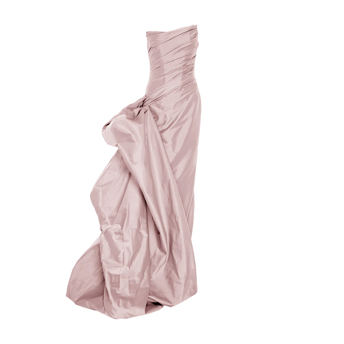 Strapless draped taffeta gown with side tail - Image 13