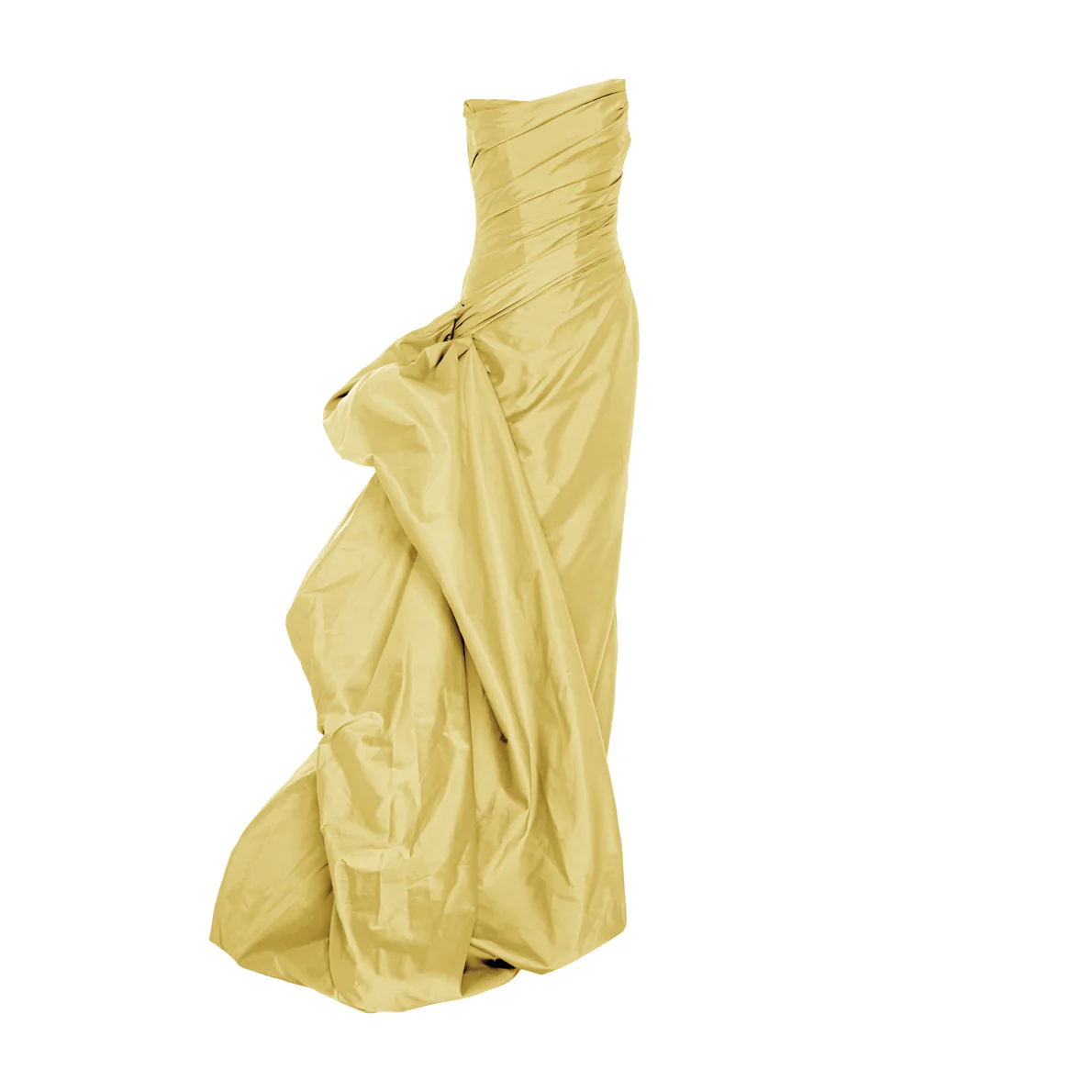 Strapless draped taffeta gown with side tail - Image 15
