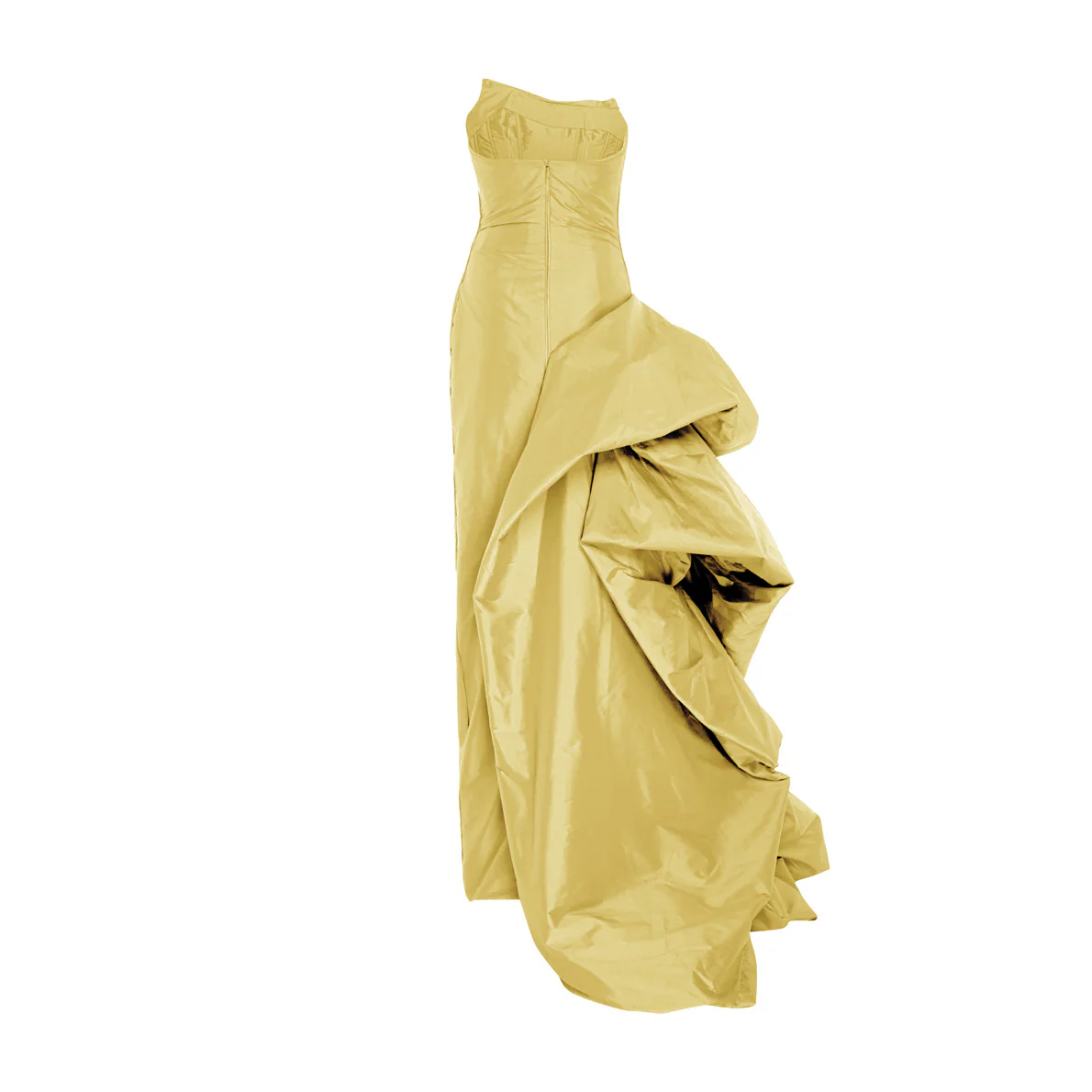 Strapless draped taffeta gown with side tail - Image 16
