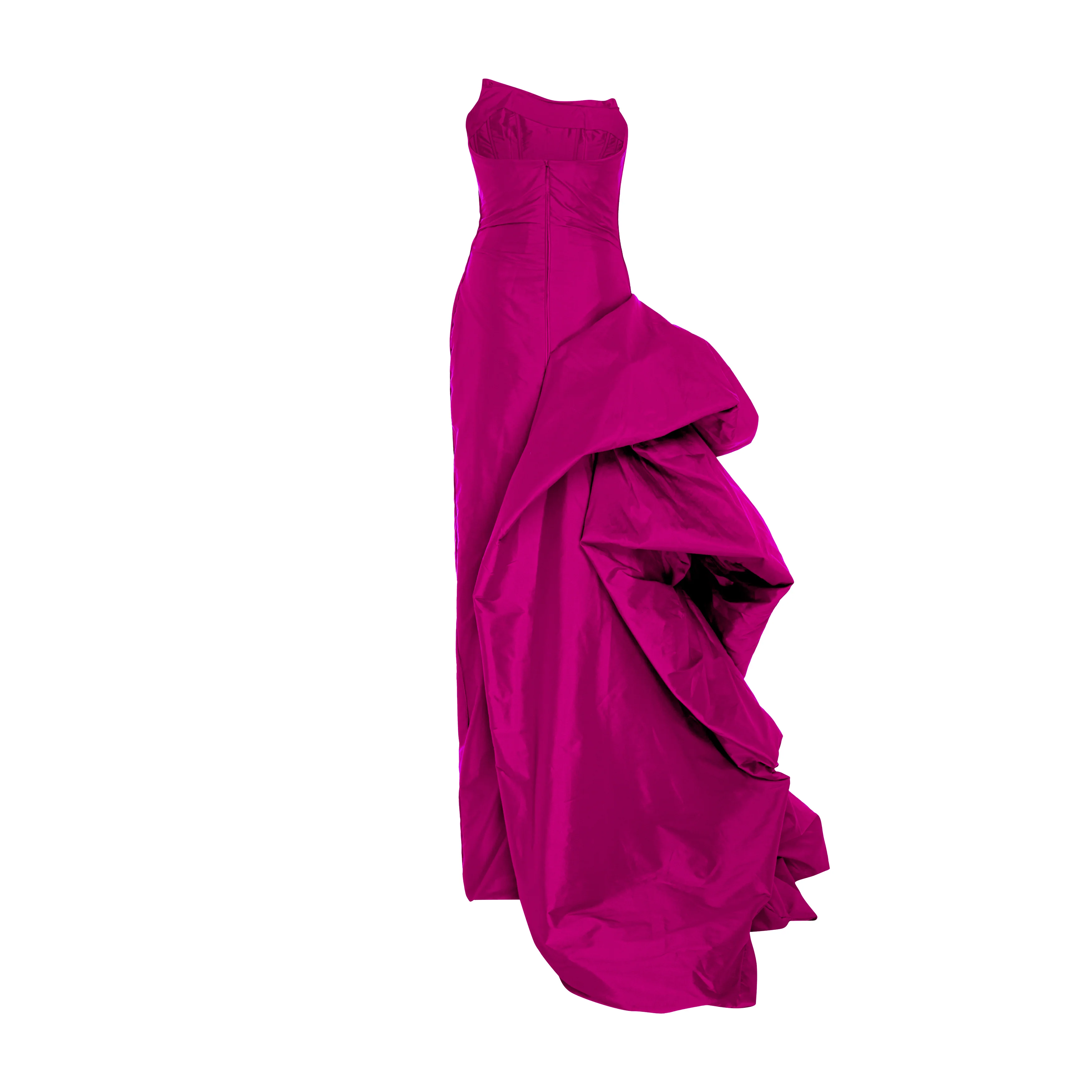Strapless draped taffeta gown with side tail - Image 8