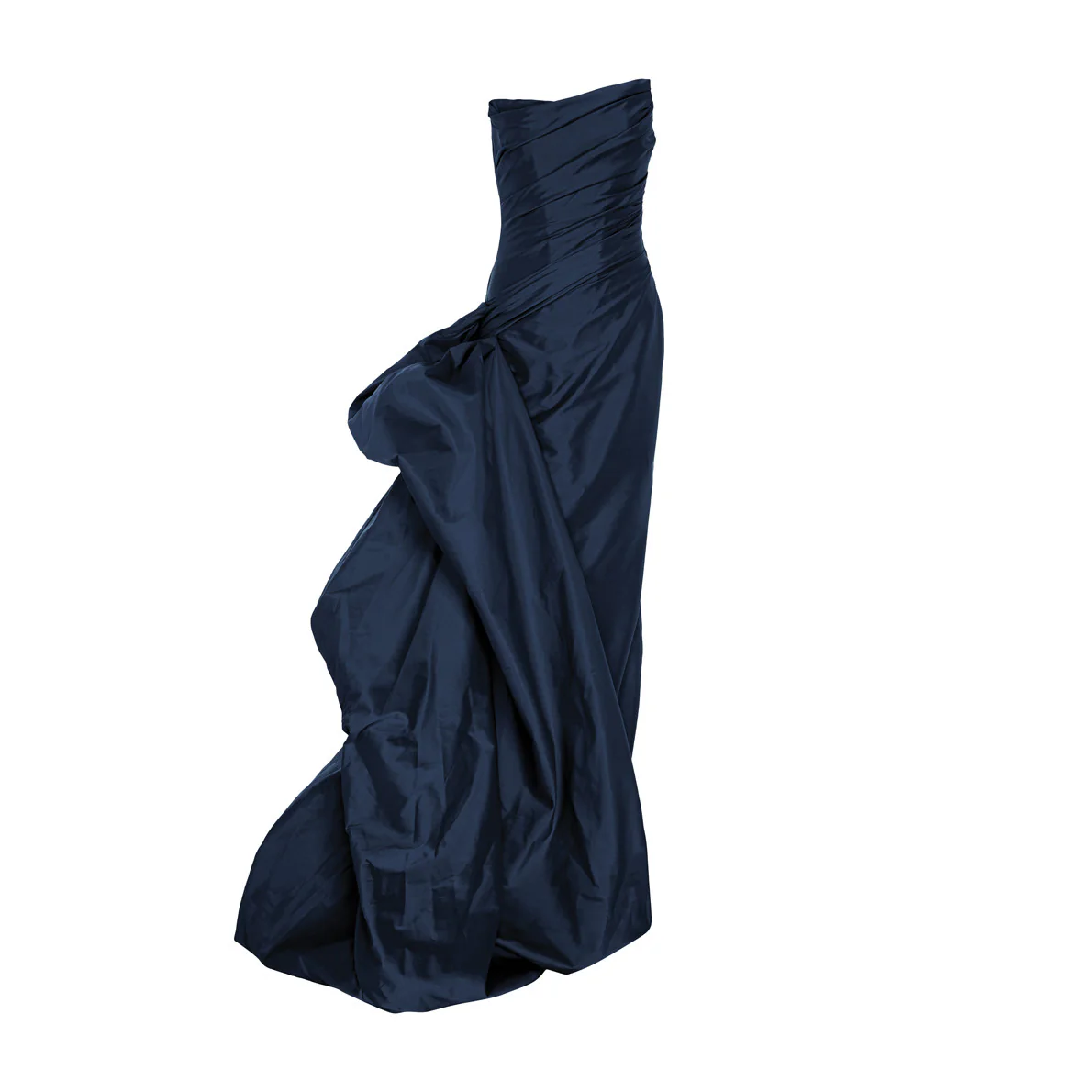 Strapless draped taffeta gown with side tail - Image 9