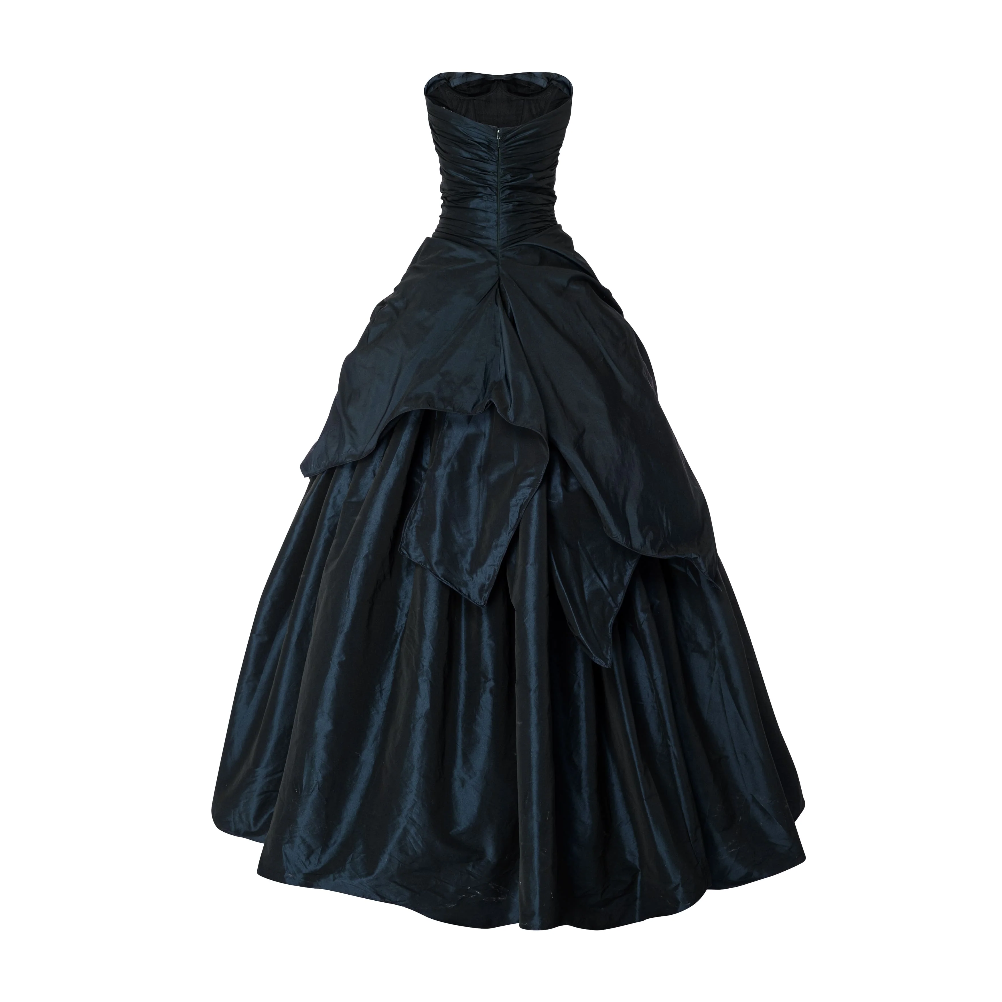 Strapless Draped Taffeta Dress With Wire Outline - Image 6