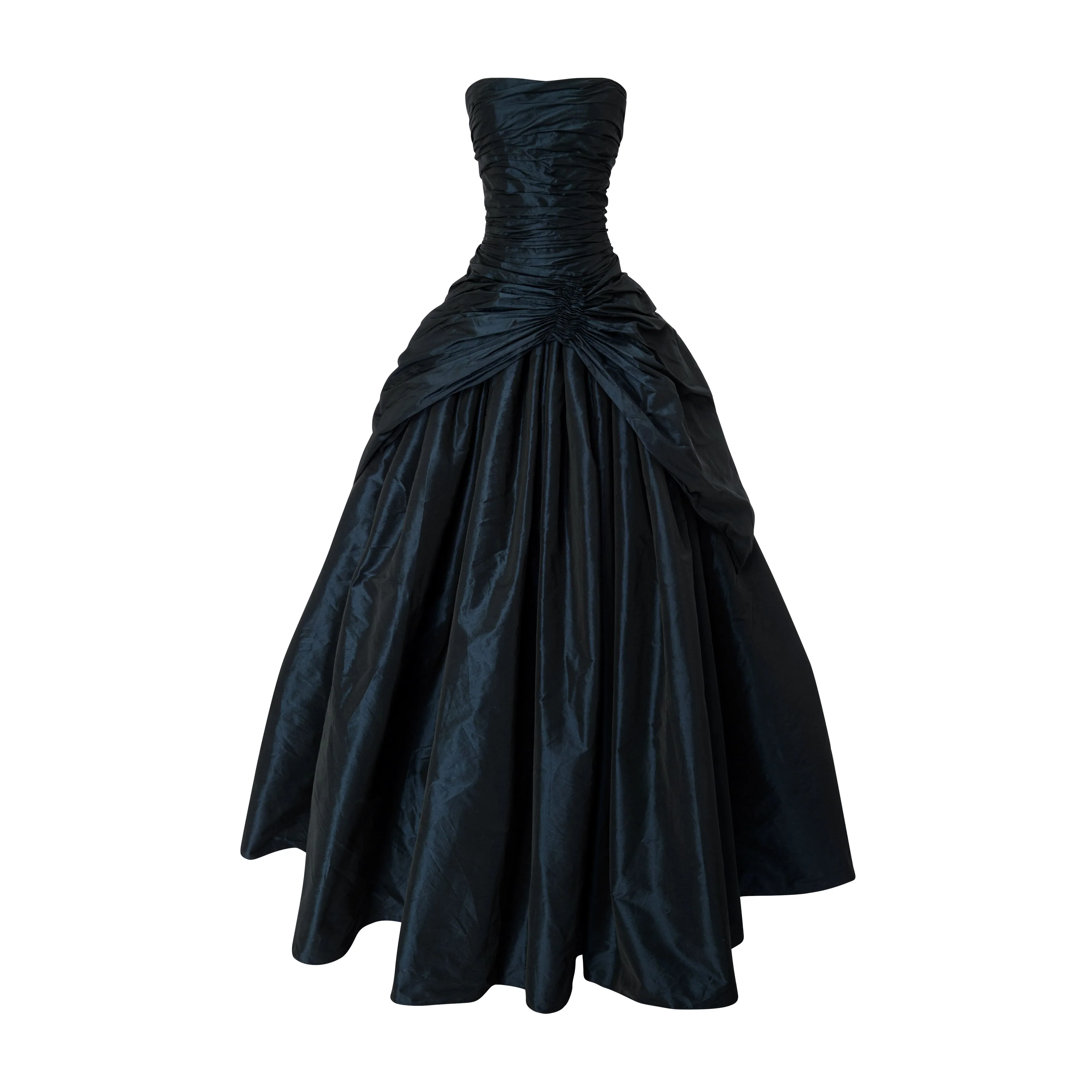 Strapless Draped Taffeta Dress With Wire Outline - Image 7